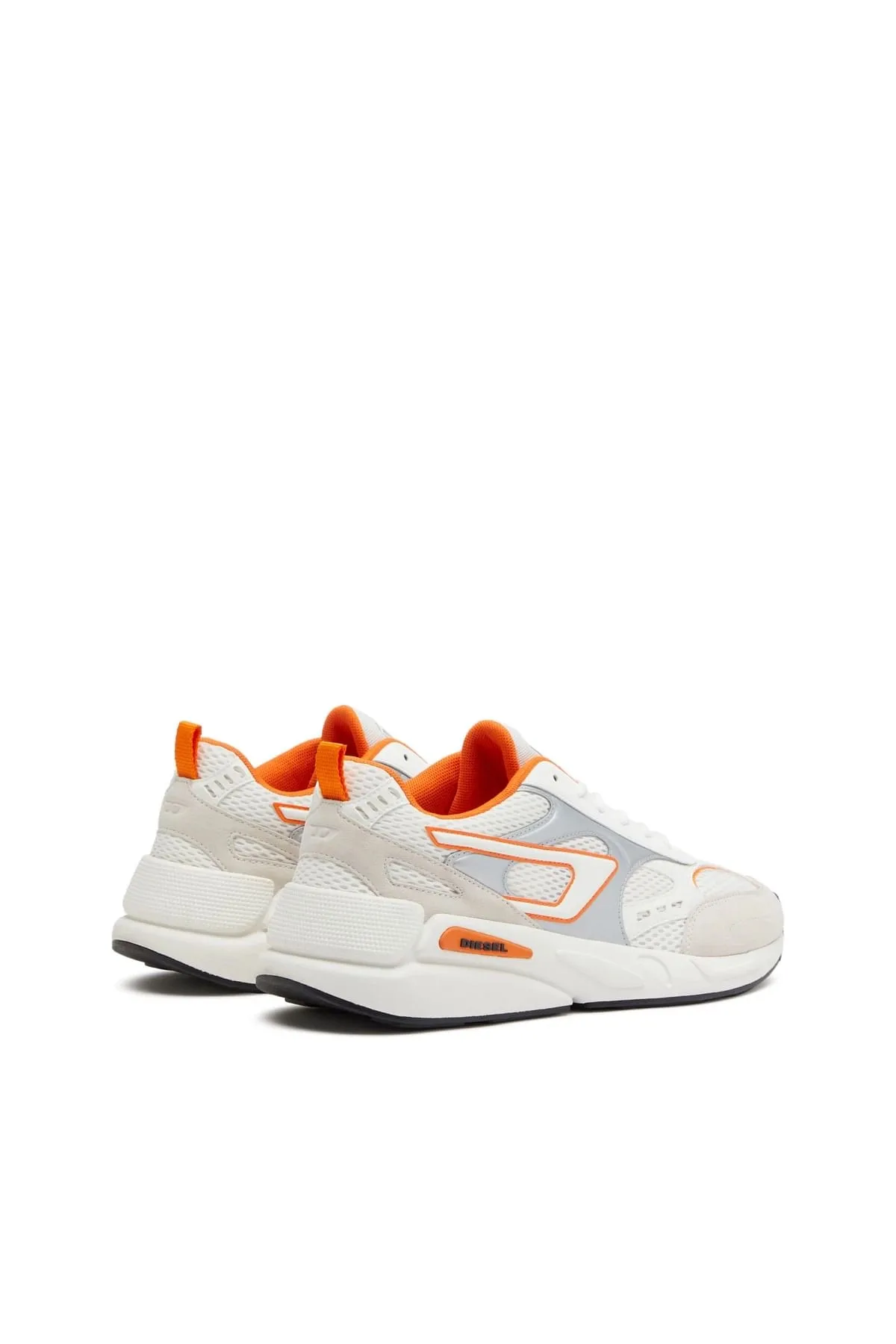 White and Orange S-Serendipity-Sneakers in mesh and suede