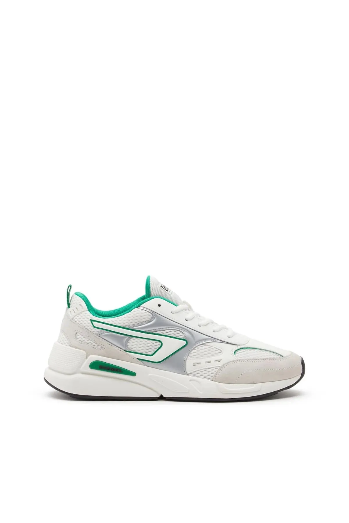 White and Green S-Serendipity-Sneakers in mesh and suede