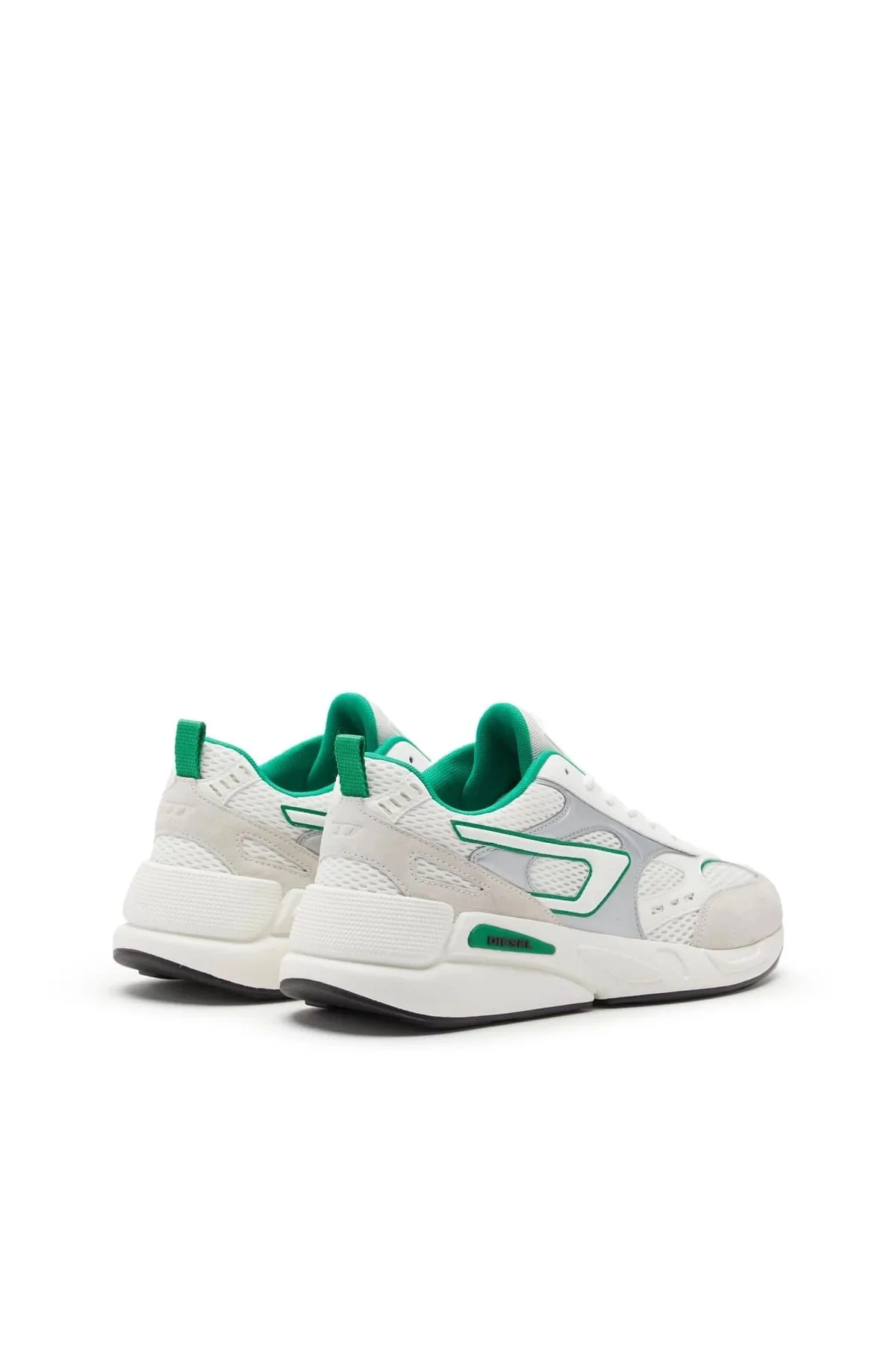 White and Green S-Serendipity-Sneakers in mesh and suede