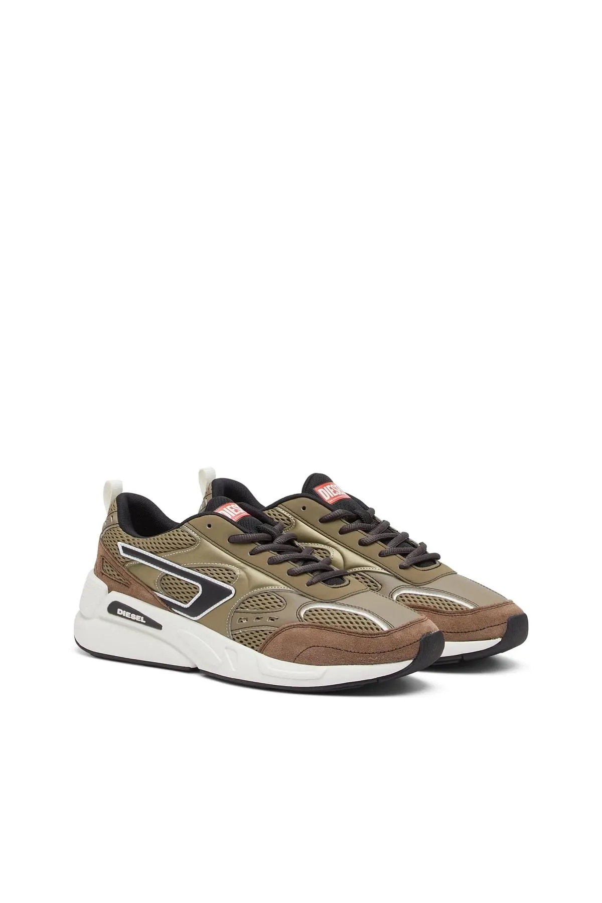Green and Brown S-Serendipity-Sneakers in mesh and suede