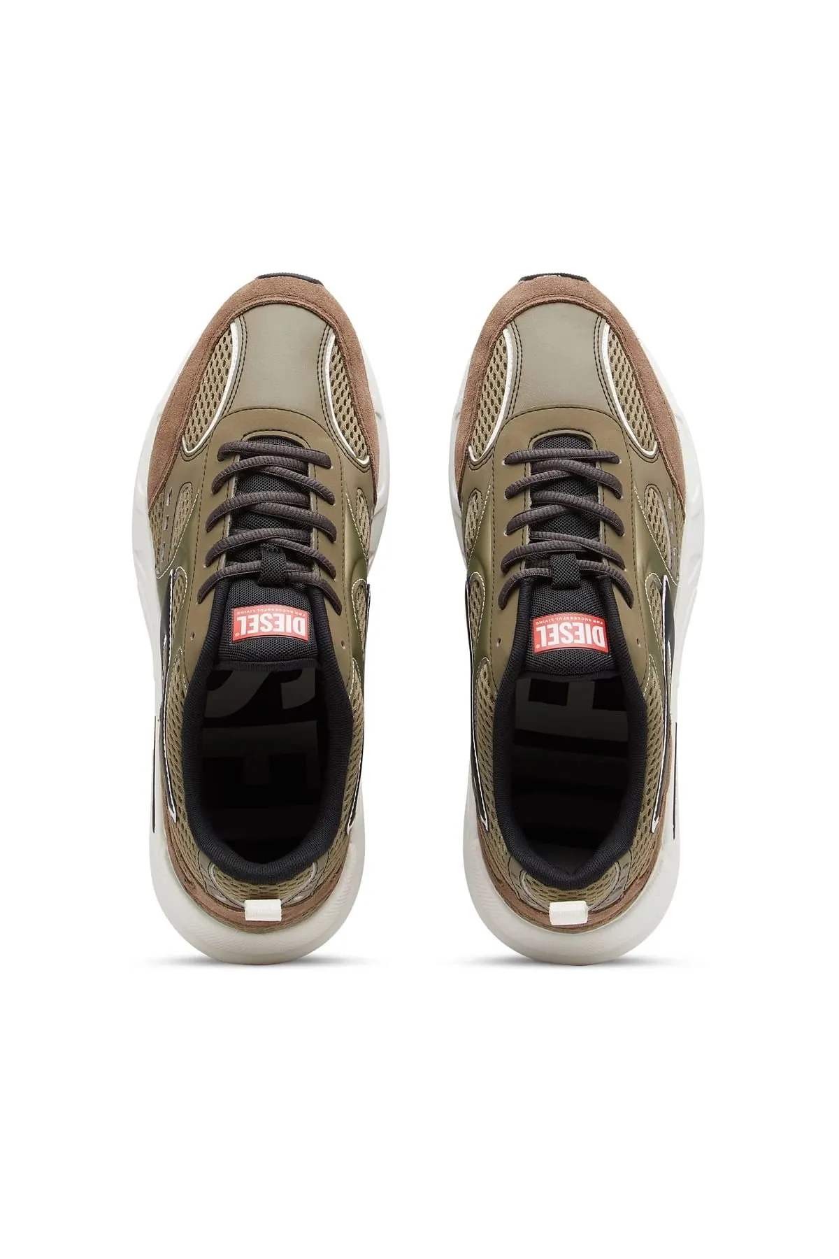 Green and Brown S-Serendipity-Sneakers in mesh and suede