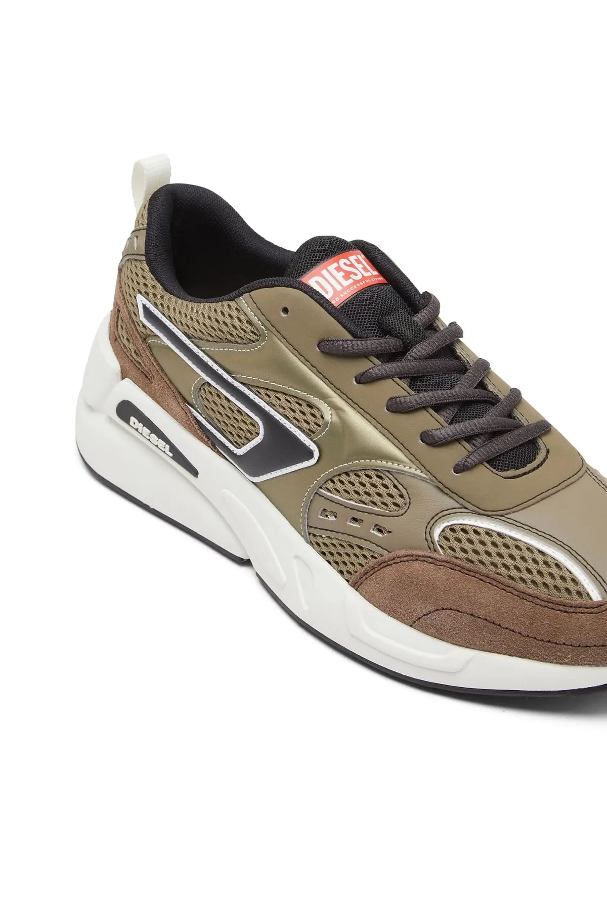 Green and Brown S-Serendipity-Sneakers in mesh and suede