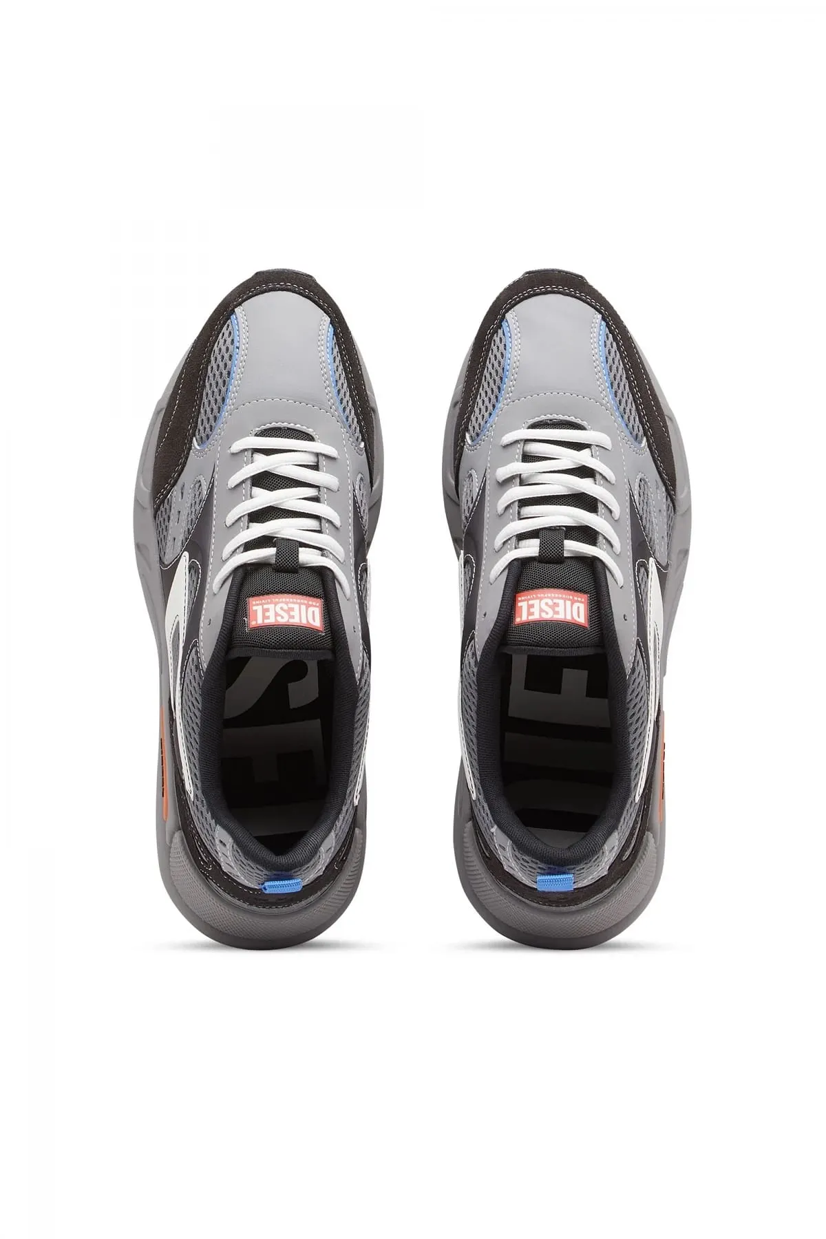 Grey S-Serendipity-Sneakers in mesh and suede
