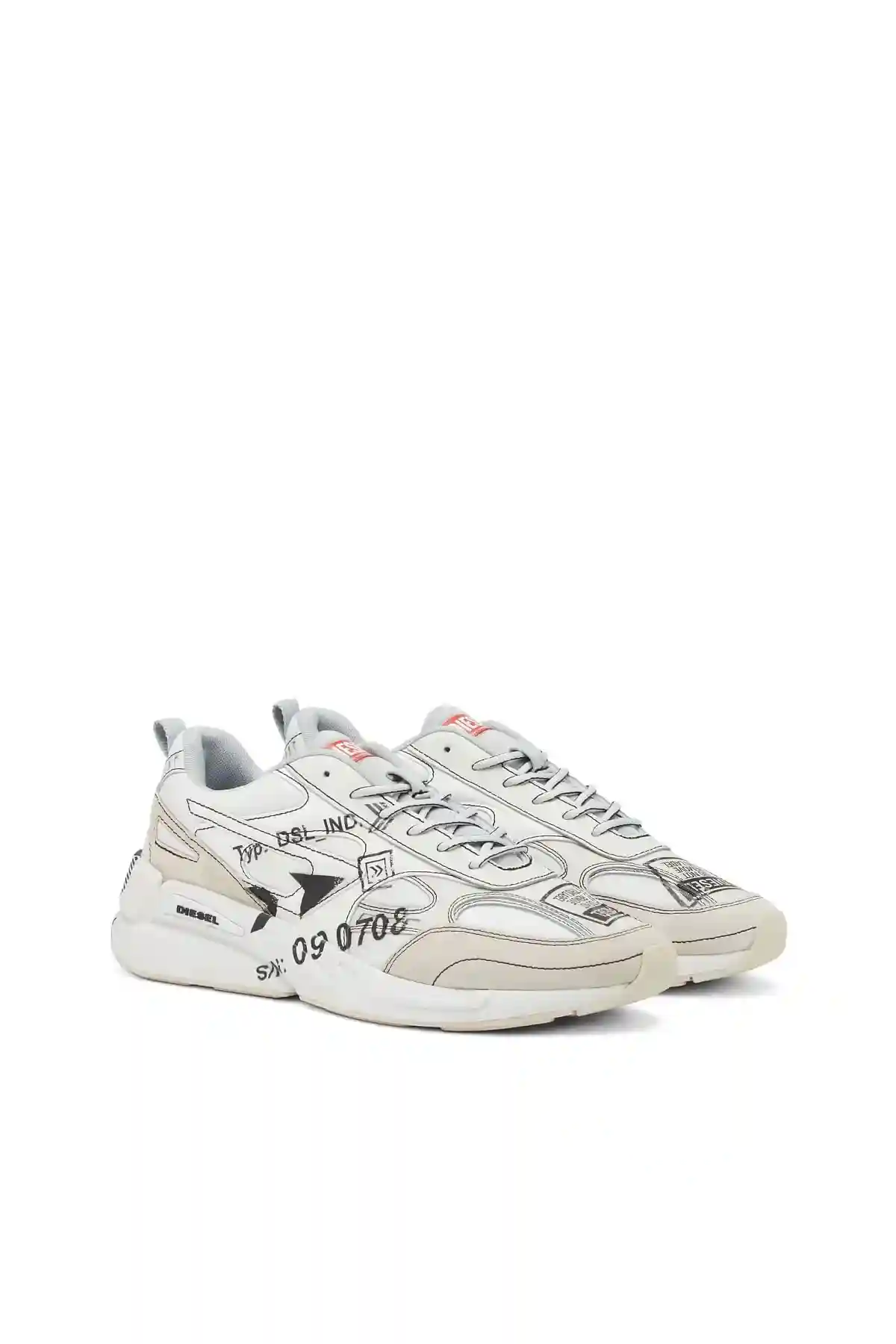 White S-Serendipity Sport-Sneakers with graphic logo prints