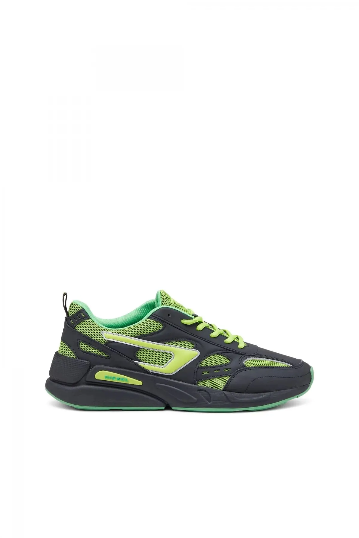 Black and Green S-Serendipity Sport-Mesh sneakers with reflective D patch
