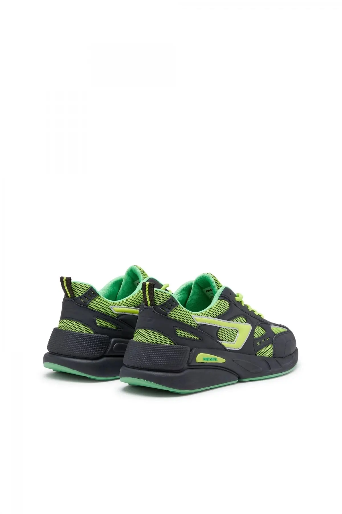Black and Green S-Serendipity Sport-Mesh sneakers with reflective D patch