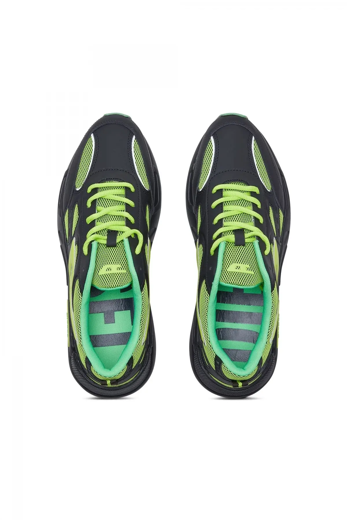 Black and Green S-Serendipity Sport-Mesh sneakers with reflective D patch