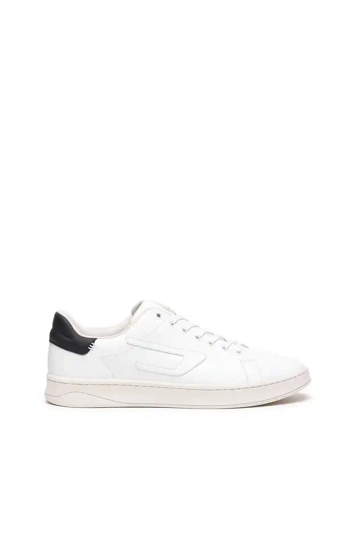 White and Black S-Athene Low-Low-top leather sneakers with D patch