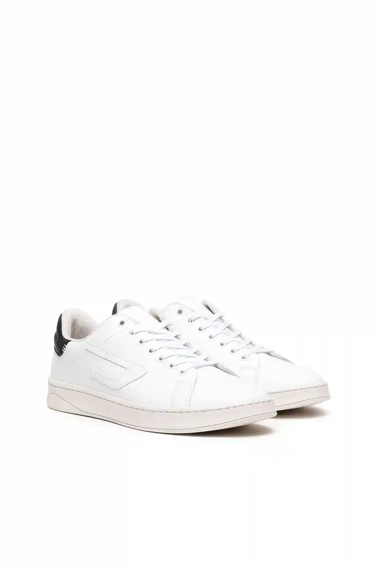 White and Black S-Athene Low-Low-top leather sneakers with D patch