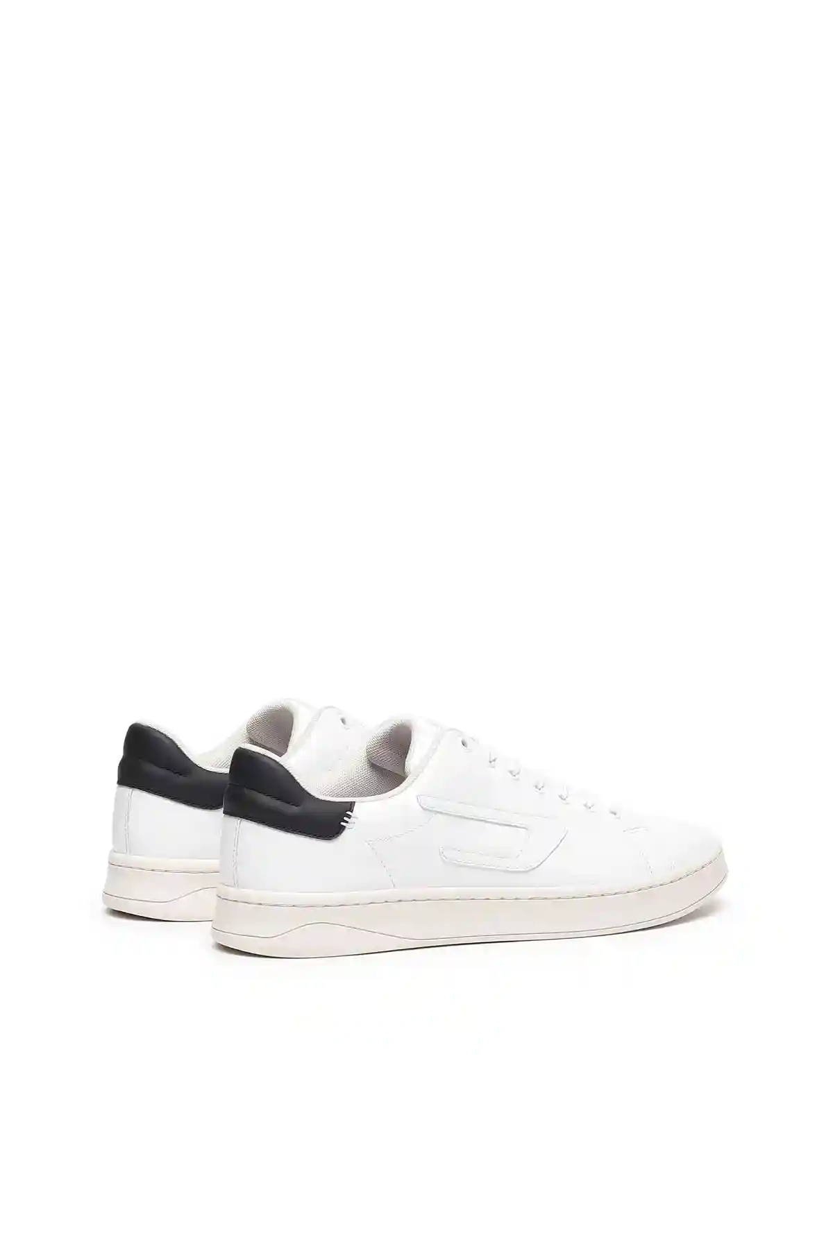 White and Black S-Athene Low-Low-top leather sneakers with D patch