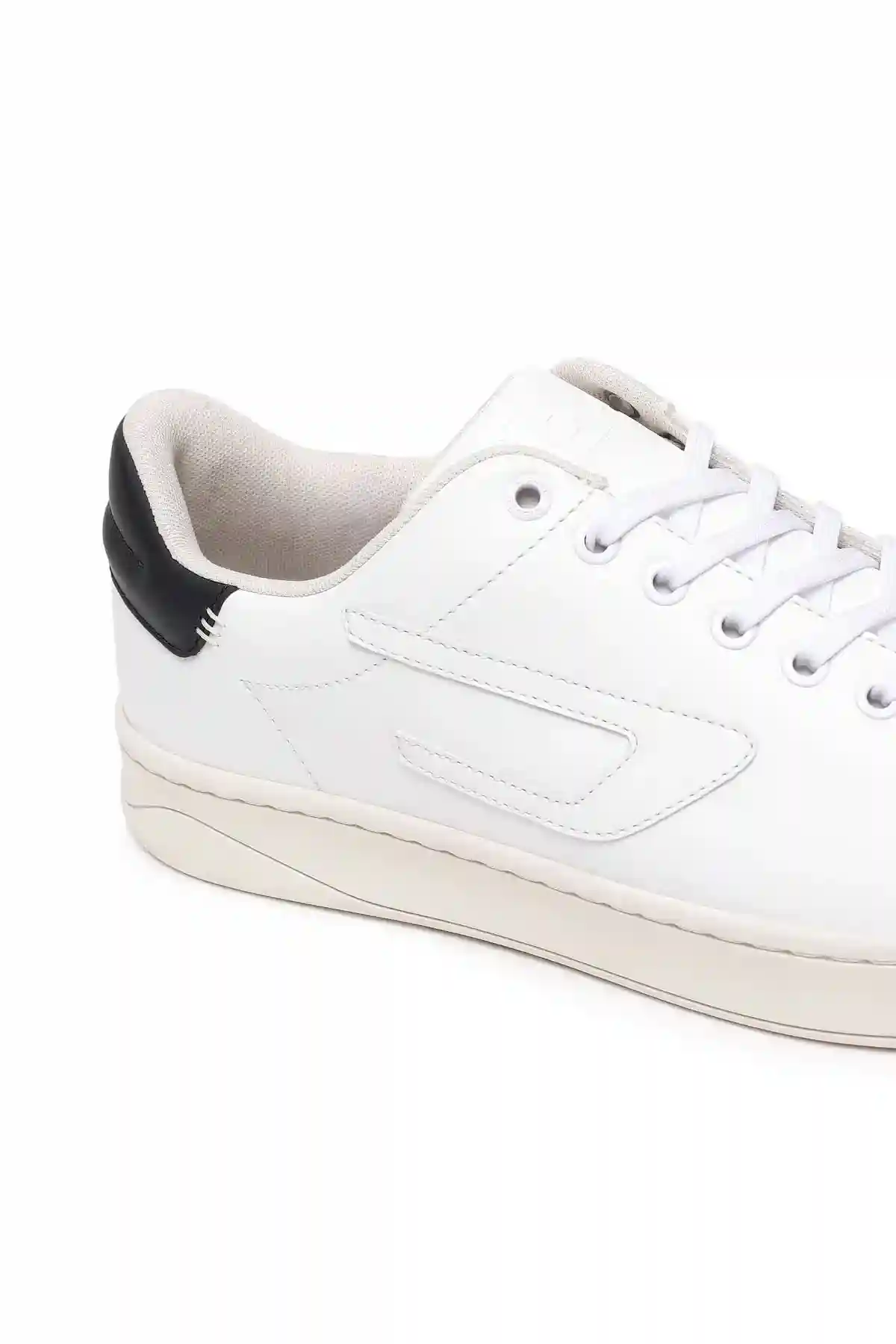 White and Black S-Athene Low-Low-top leather sneakers with D patch