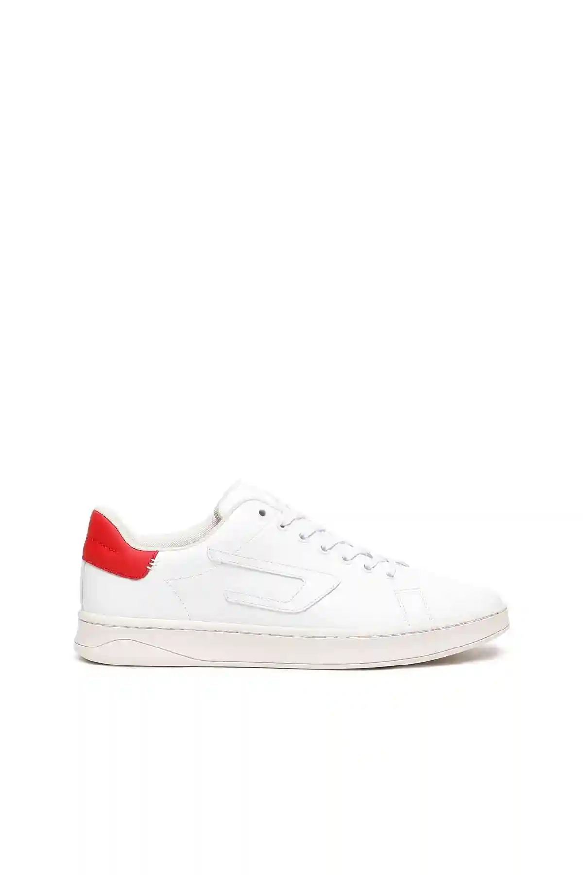 White and Red S-Athene Low-Low-top leather sneakers with D patch
