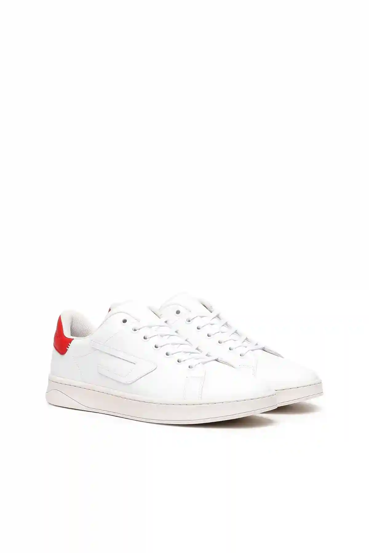 White and Red S-Athene Low-Low-top leather sneakers with D patch