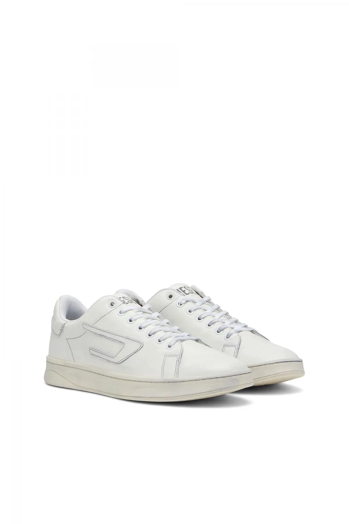 White and Grey S-Athene Low-Sneakers with colour dust treatment