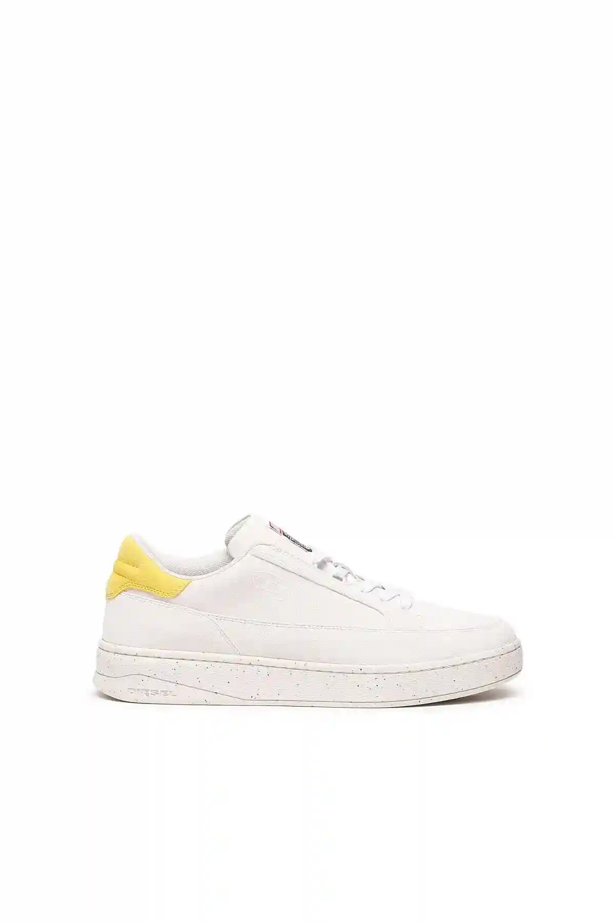 White and Yellow Sneakers with suede heel tab