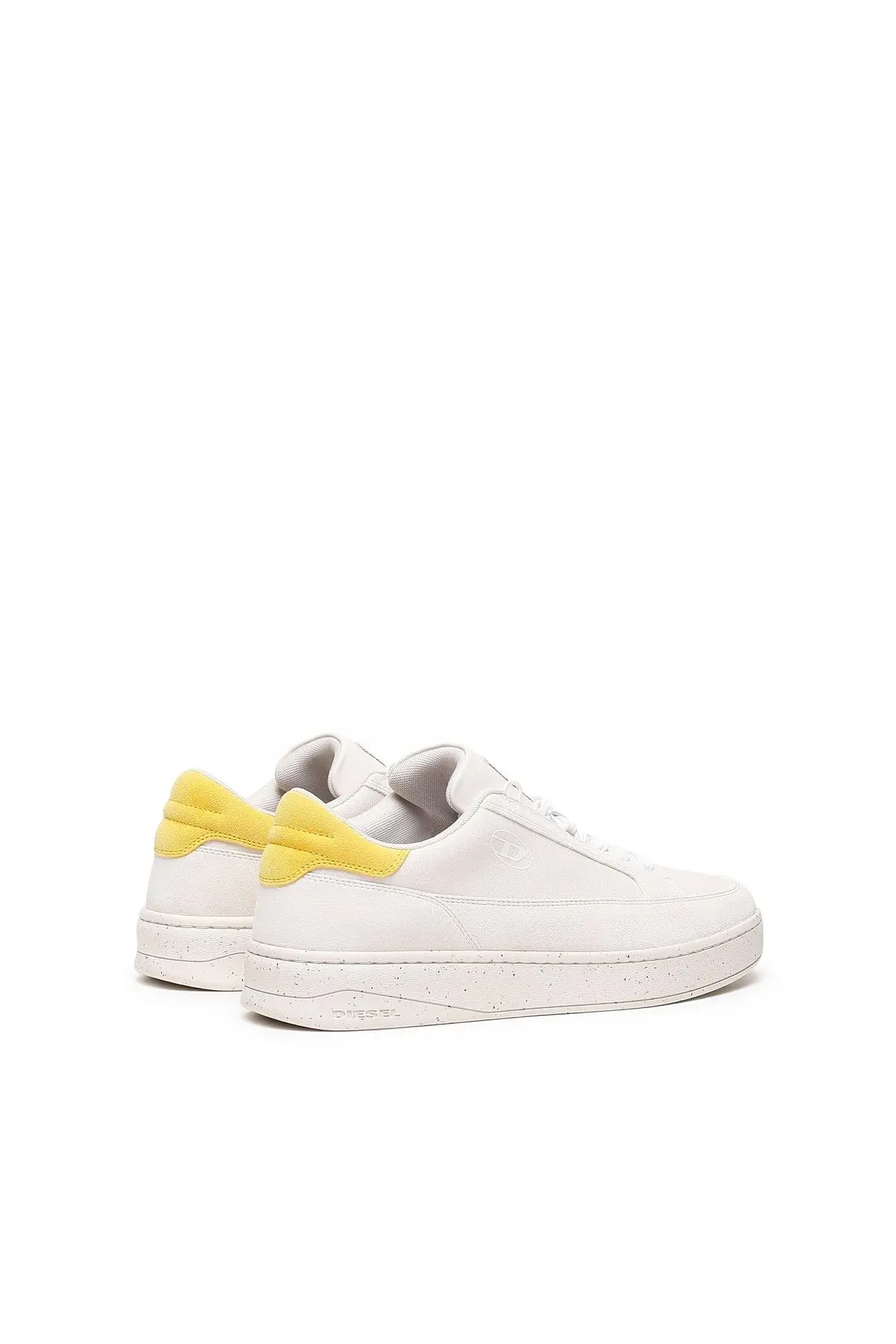 White and Yellow Sneakers with suede heel tab