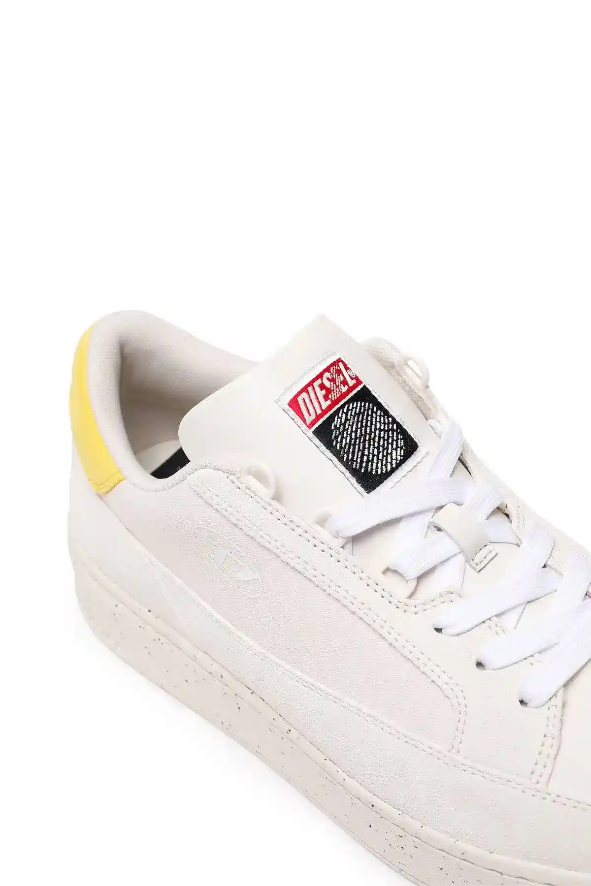 White and Yellow Sneakers with suede heel tab
