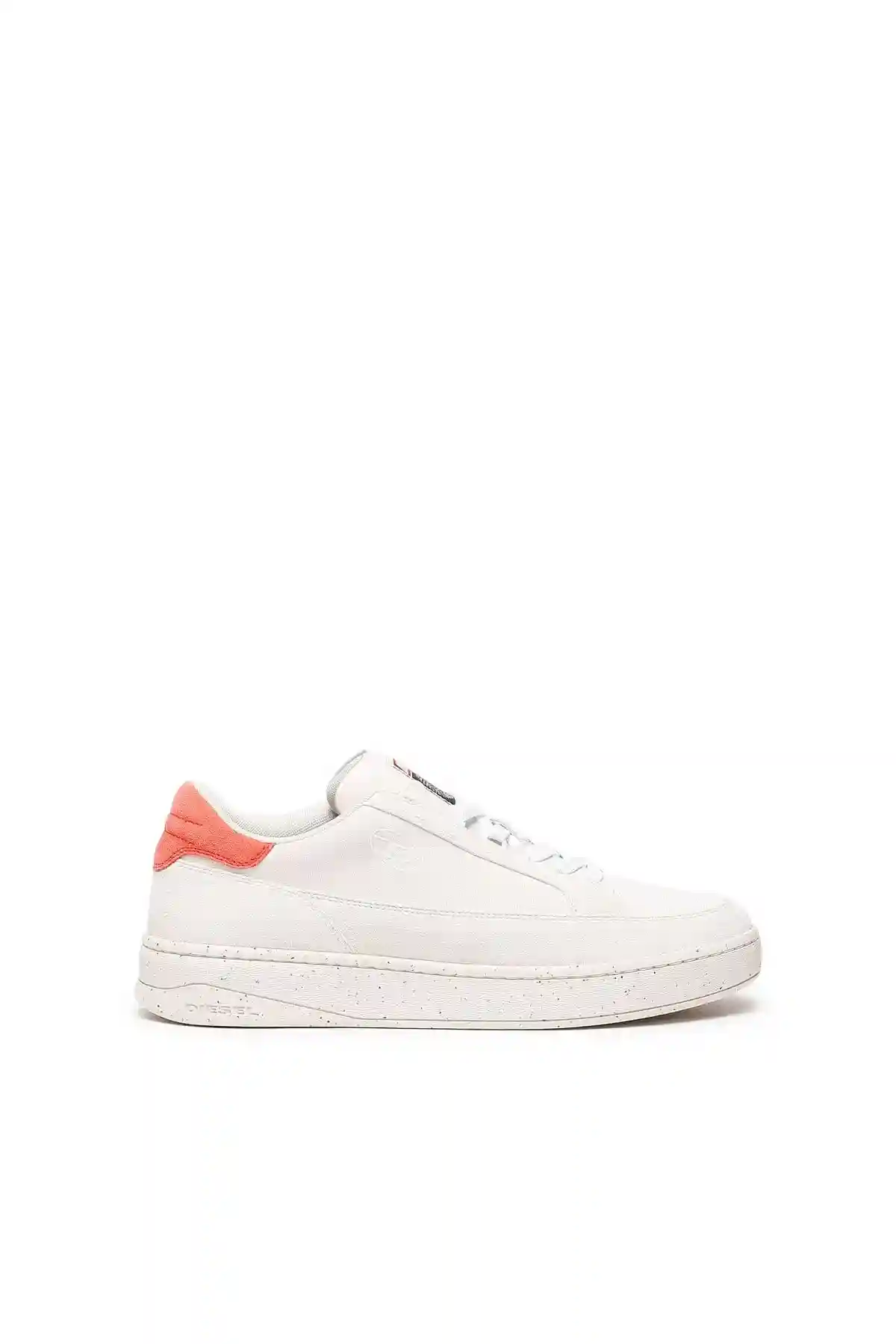 White and Orange Sneakers with suede heel tab