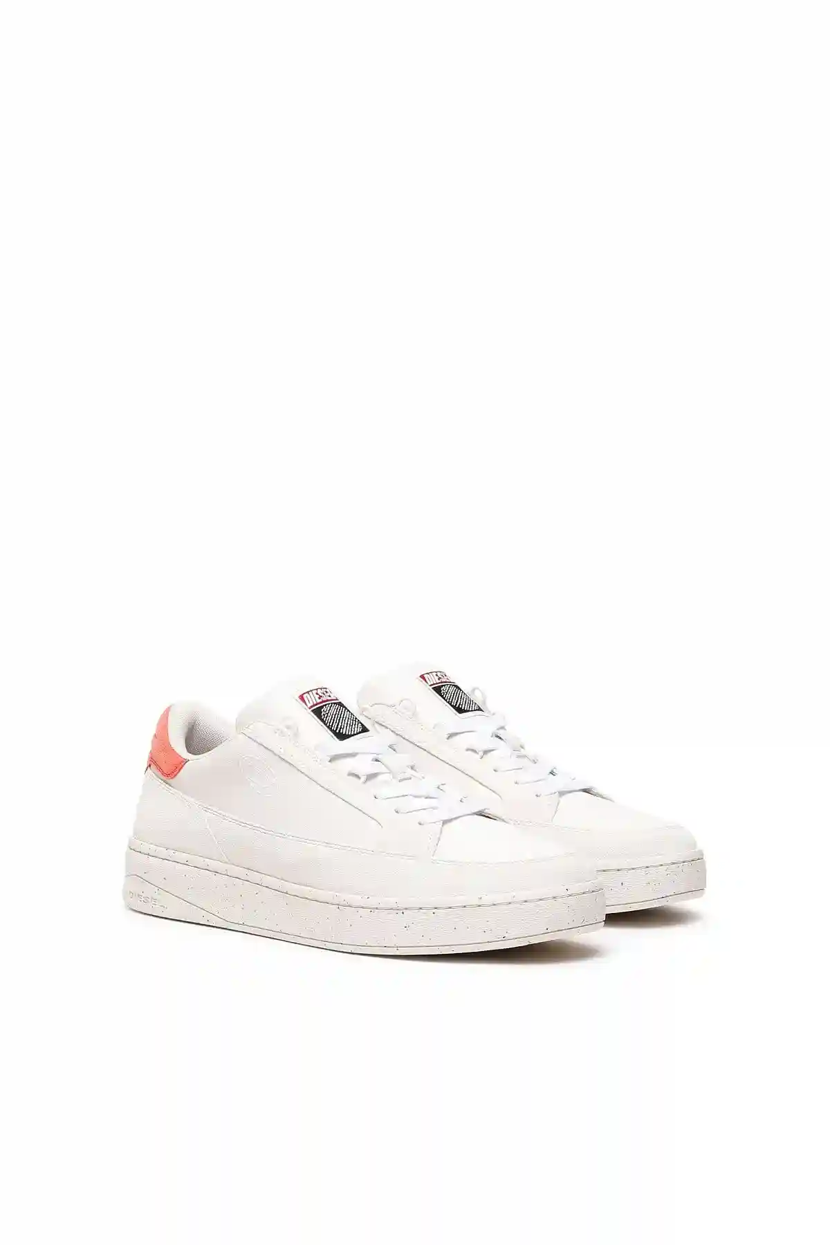 White and Orange Sneakers with suede heel tab