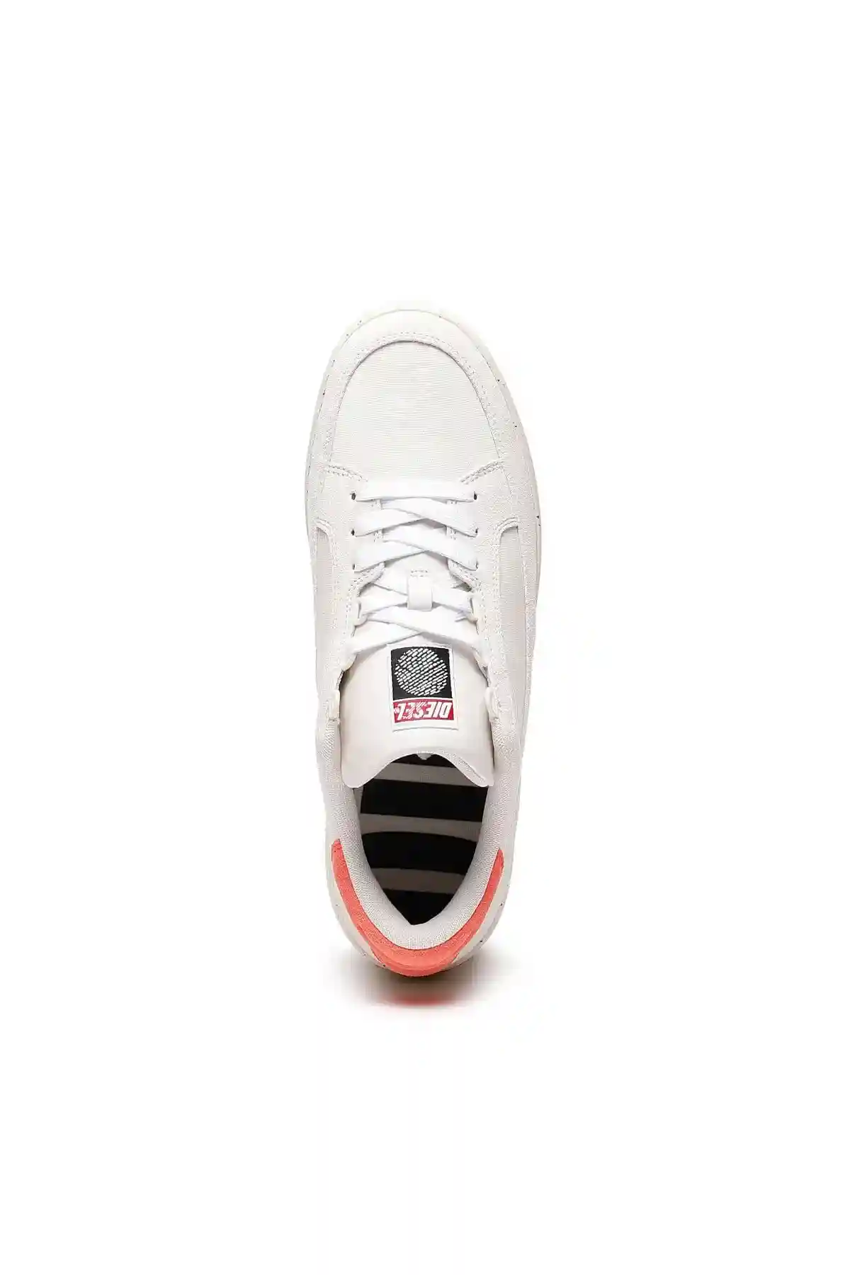White and Orange Sneakers with suede heel tab