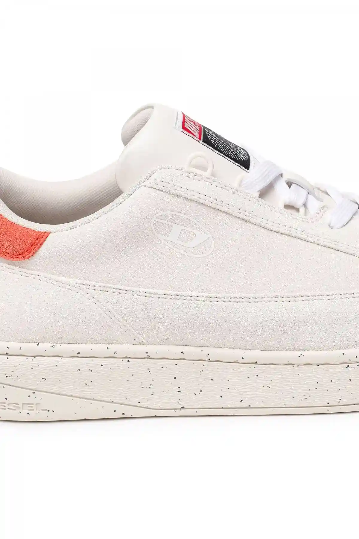 White and Orange Sneakers with suede heel tab