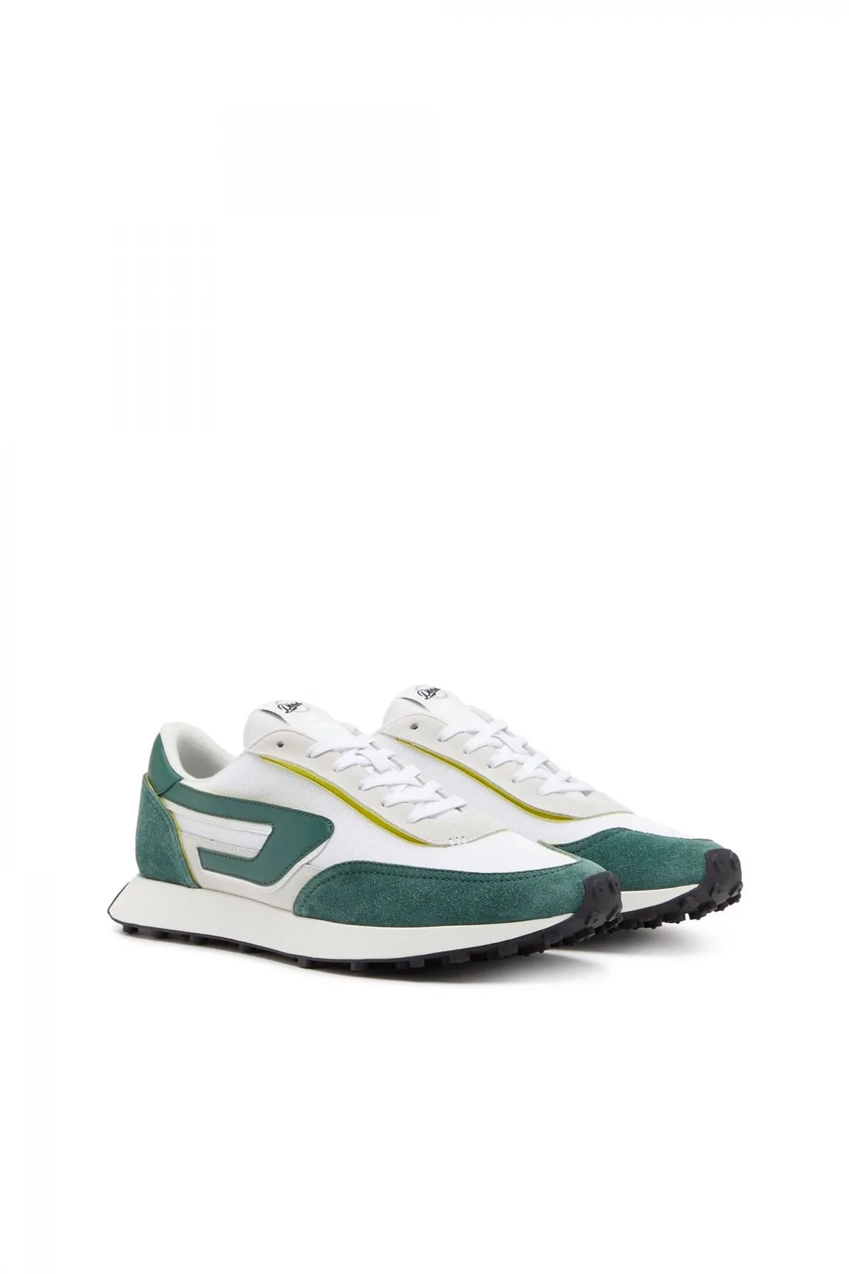 White and Green S-Racer Lc-Mesh sneakers with D logo