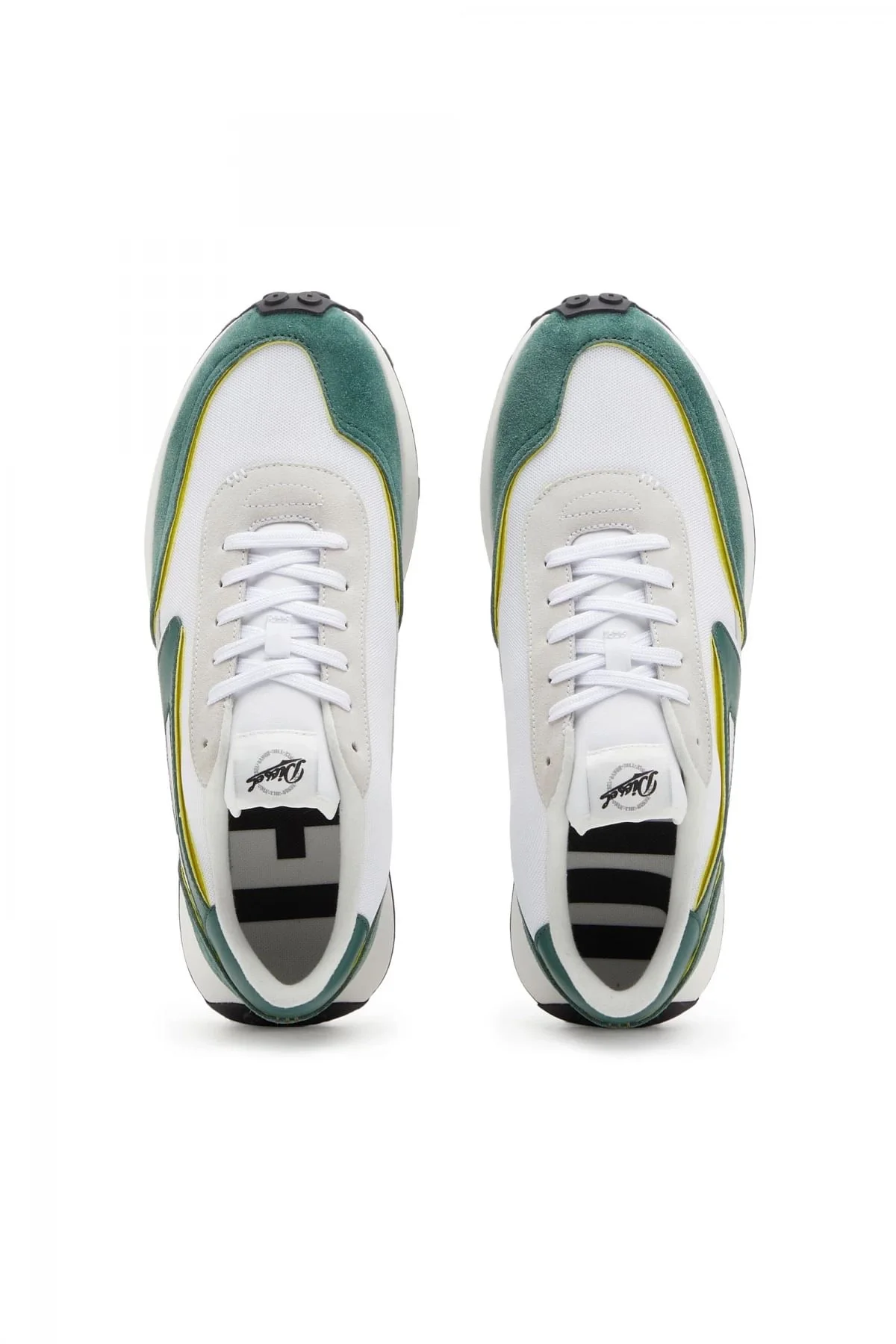 White and Green S-Racer Lc-Mesh sneakers with D logo