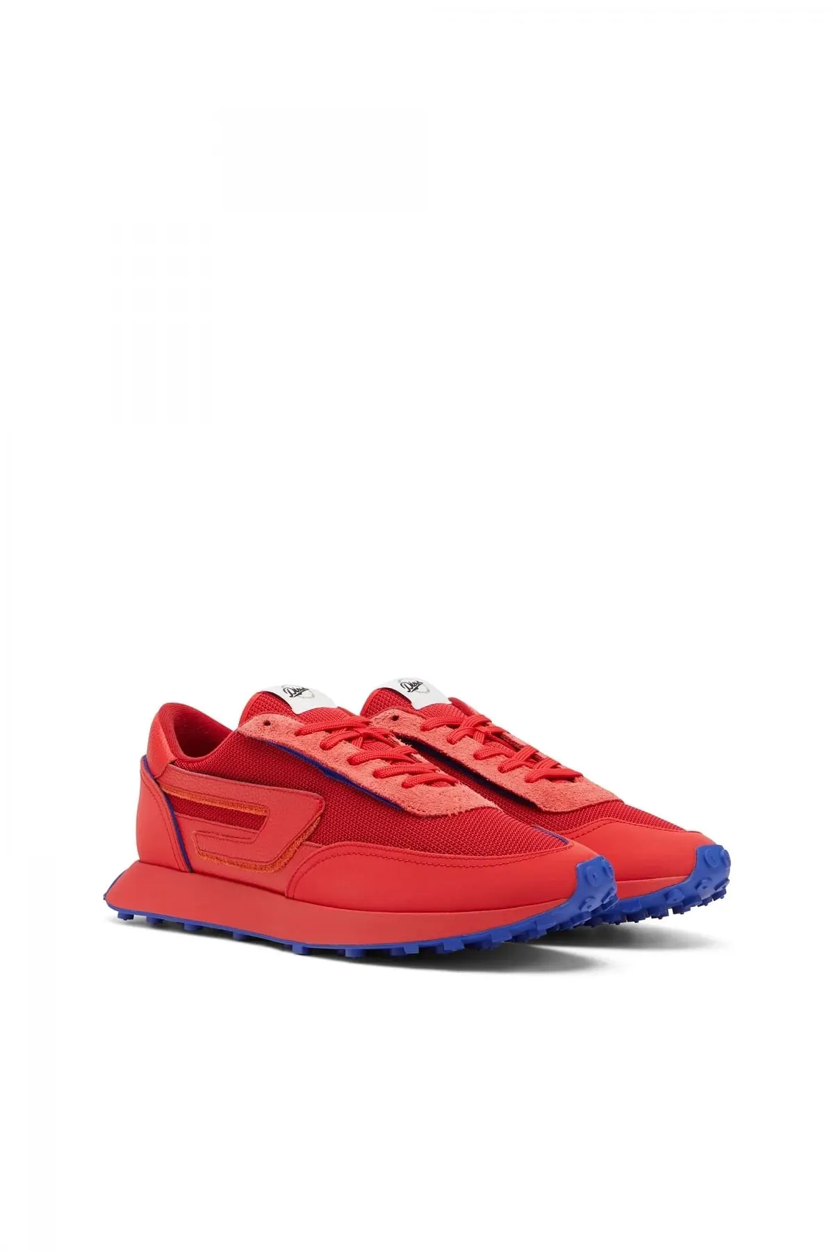 Red S-Racer Lc-Sneakers in mesh suede and leather