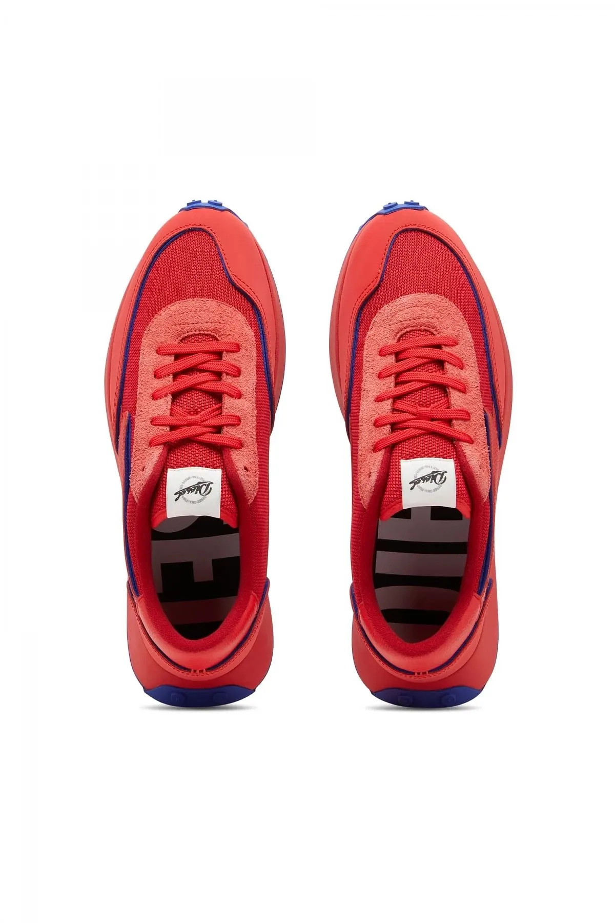 Red S-Racer Lc-Sneakers in mesh suede and leather