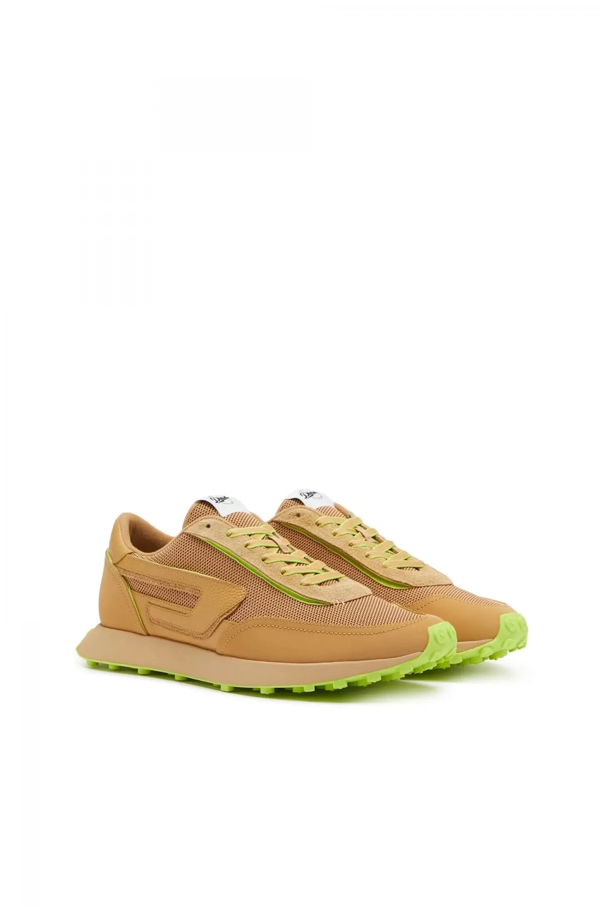 Yellow S-Racer Lc-Sneakers in mesh suede and leather