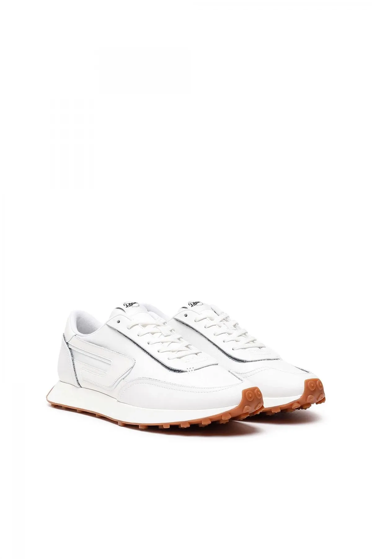 White S-Racer Lc-Sneakers in leather nylon and denim