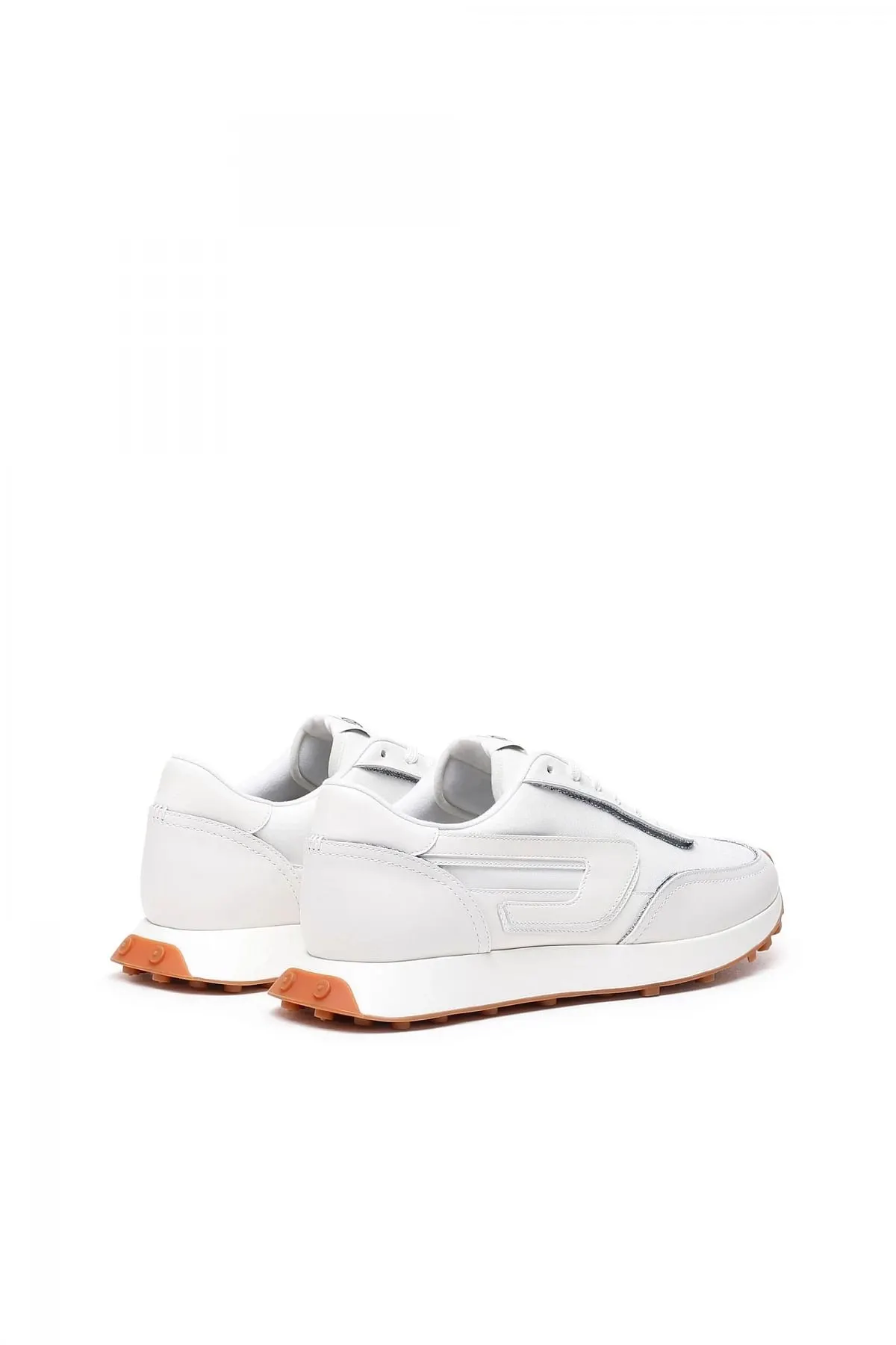 White S-Racer Lc-Sneakers in leather nylon and denim
