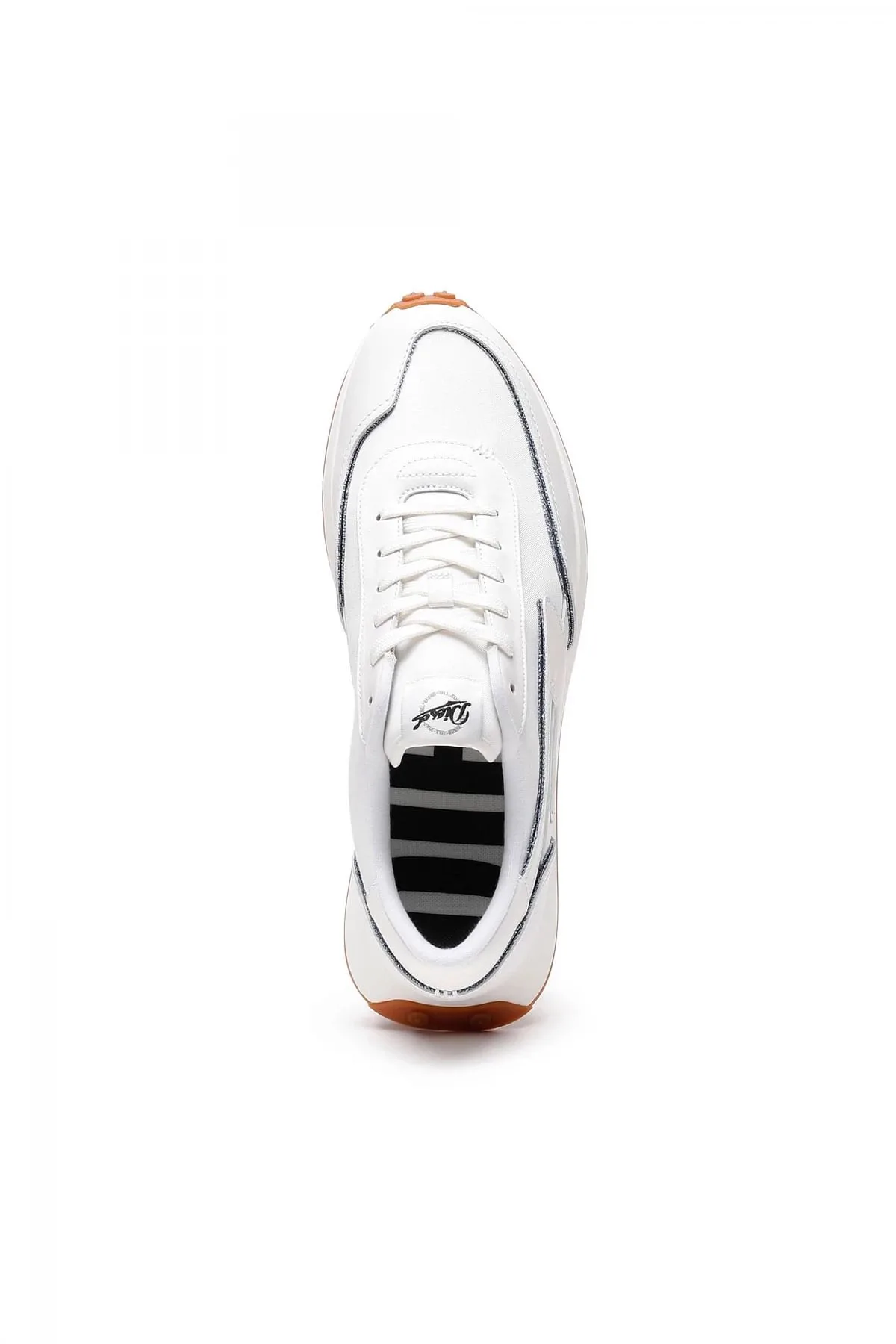 White S-Racer Lc-Sneakers in leather nylon and denim