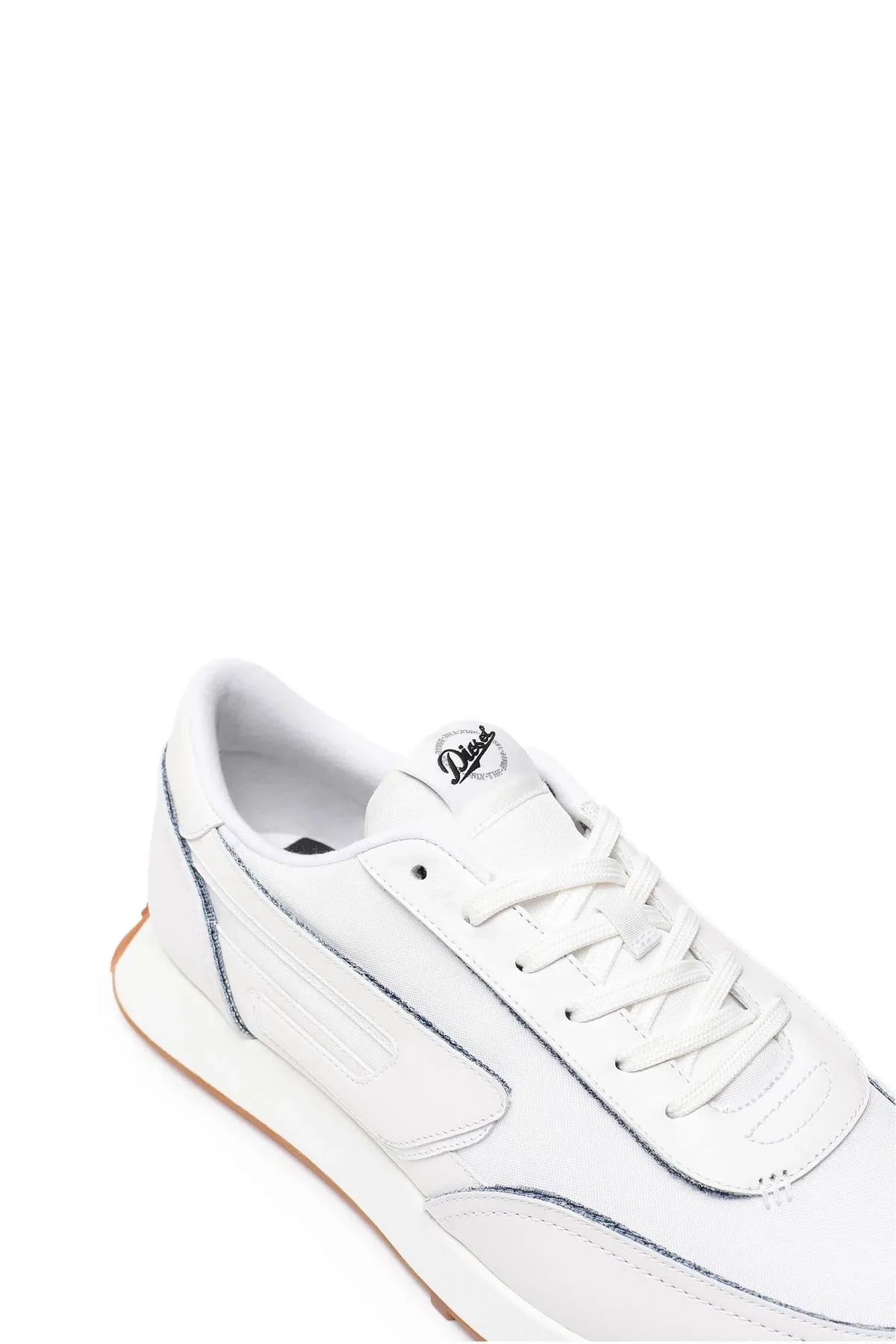 White S-Racer Lc-Sneakers in leather nylon and denim