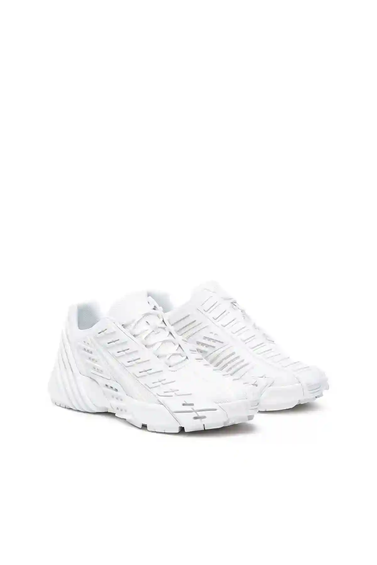 White S-Prototype Low-Sneakers in mesh and rubber