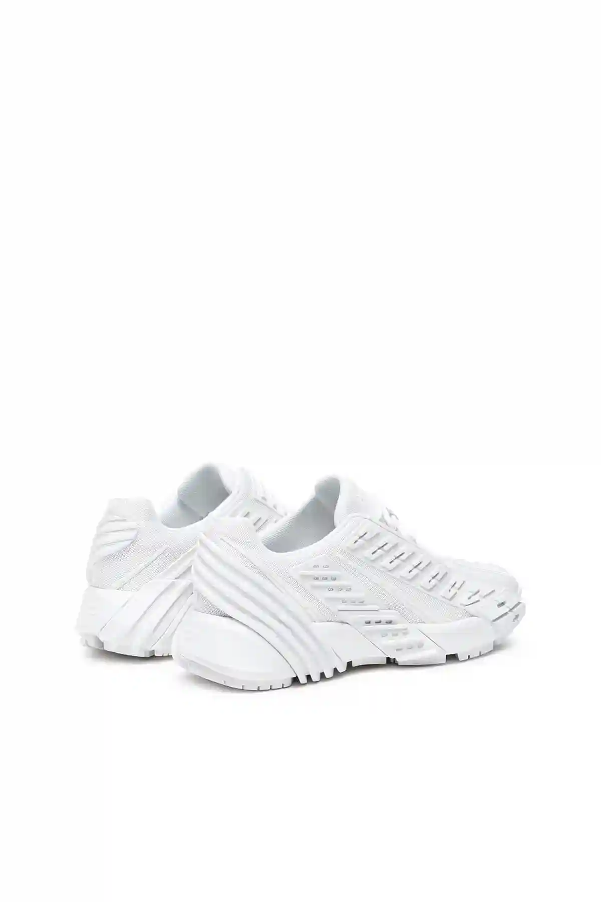 White S-Prototype Low-Sneakers in mesh and rubber