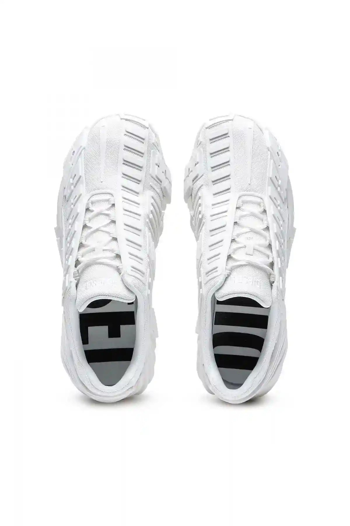 White S-Prototype Low-Sneakers in mesh and rubber