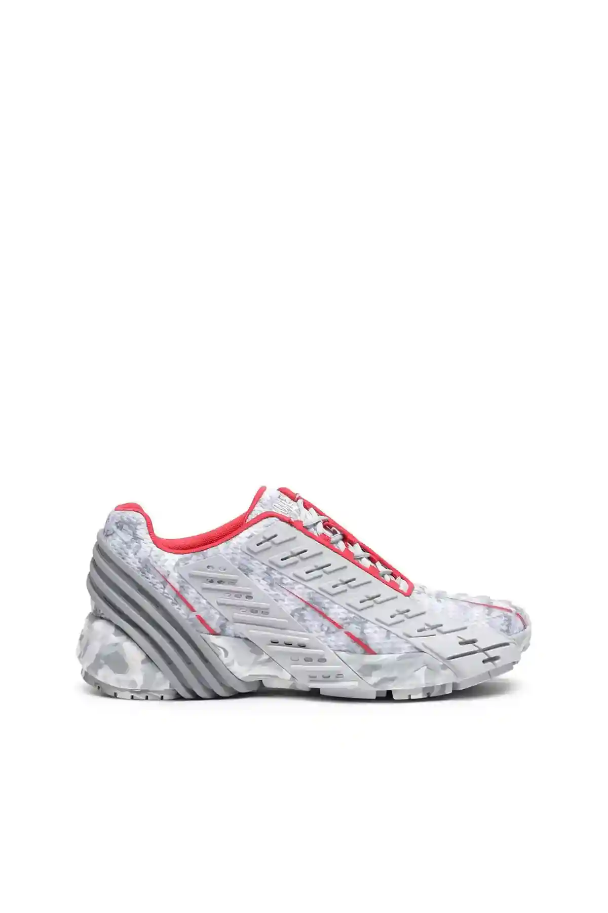 Grey S-Prototype Low-Camo-mesh sneakers with rubber overlays