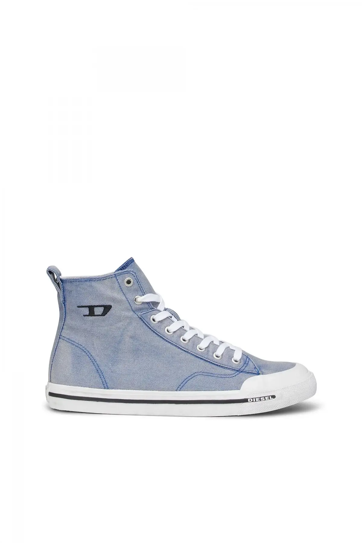 Blue High-top sneakers in treated denim