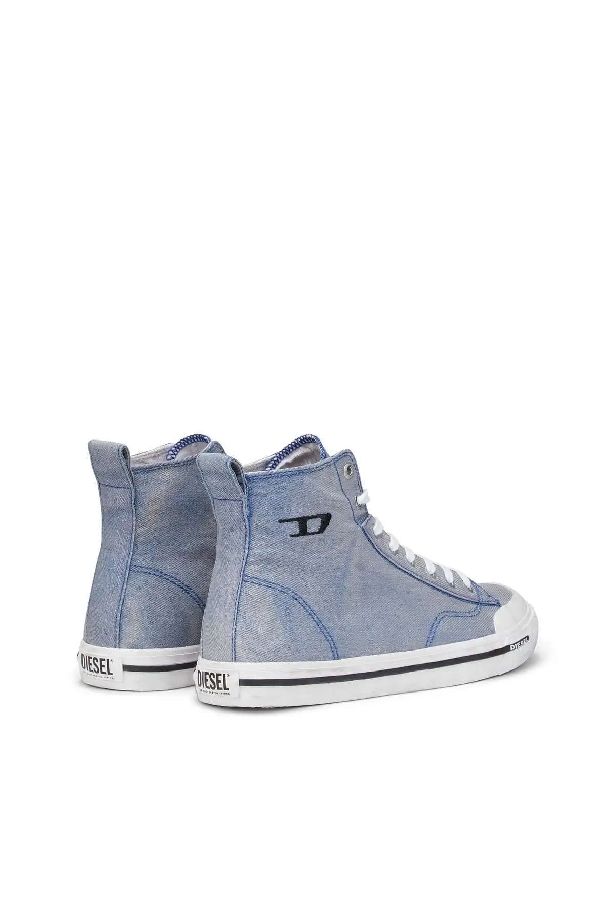 Blue High-top sneakers in treated denim