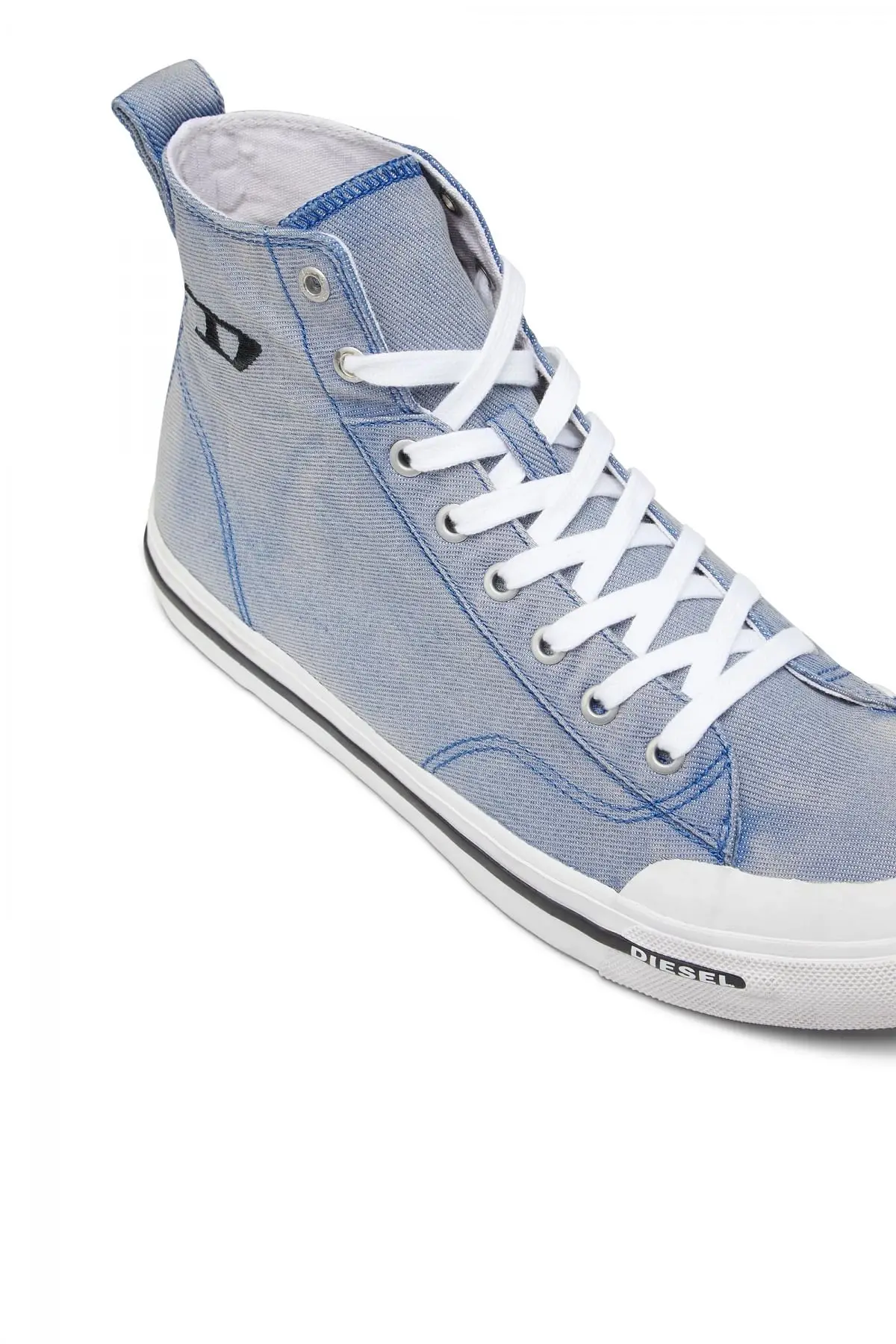 Blue High-top sneakers in treated denim