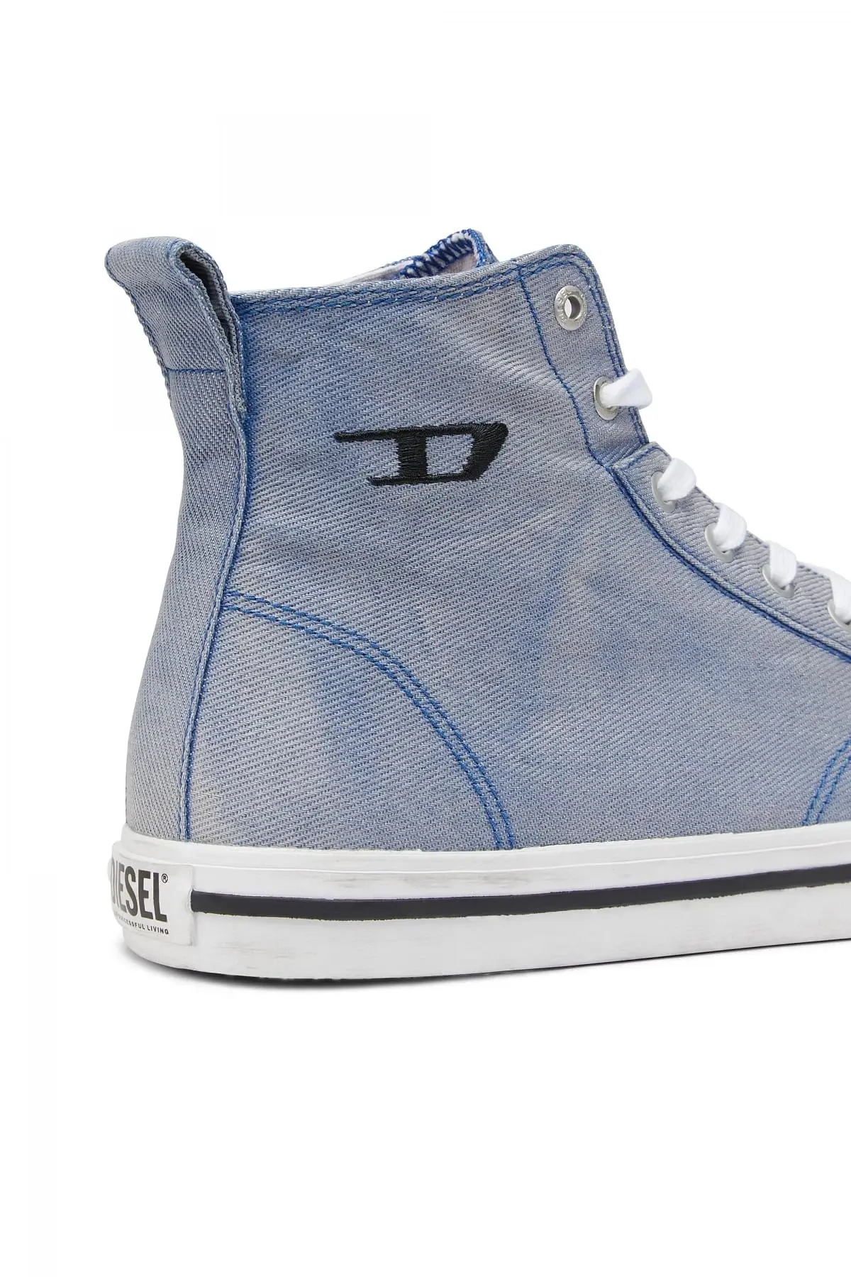 Blue High-top sneakers in treated denim
