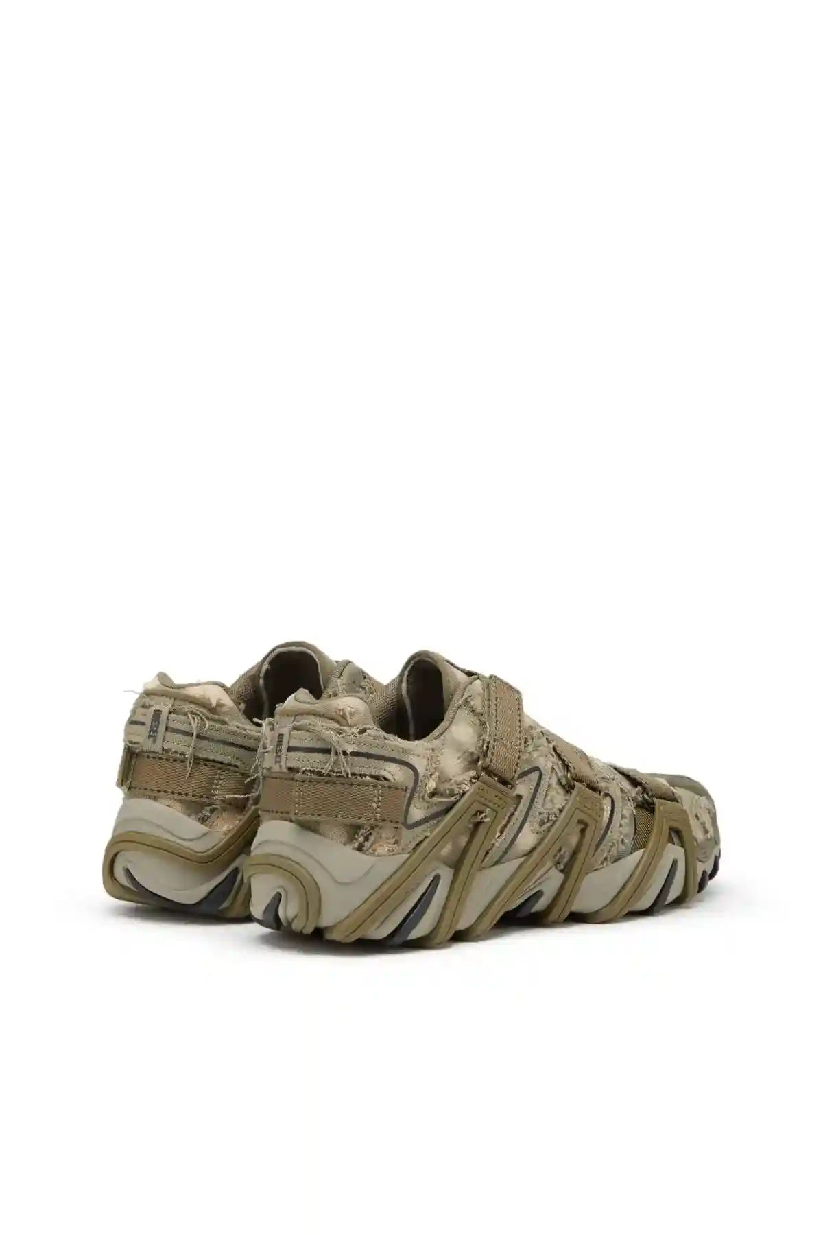 Green S-Prototype-CR-Caged sneakers in distressed canvas