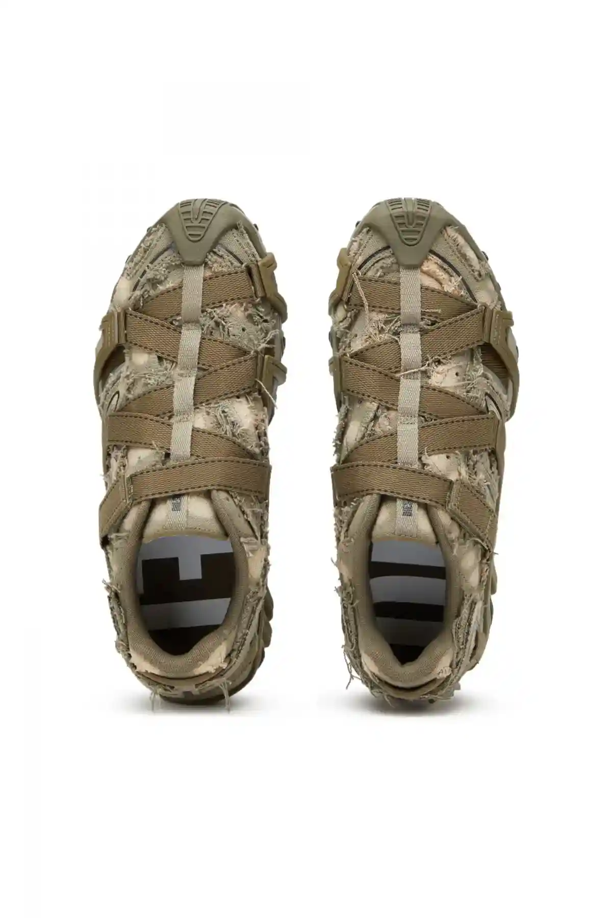 Green S-Prototype-CR-Caged sneakers in distressed canvas