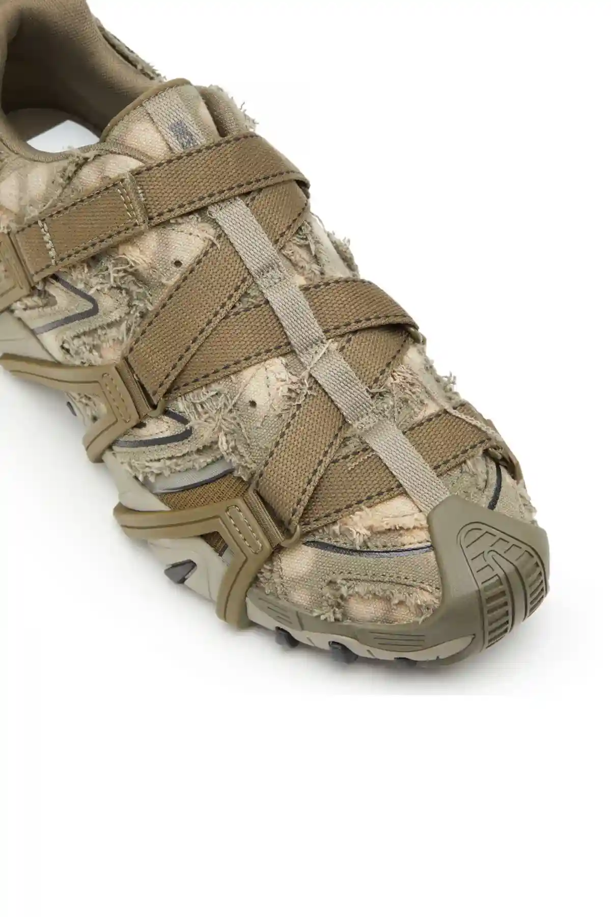 Green S-Prototype-CR-Caged sneakers in distressed canvas