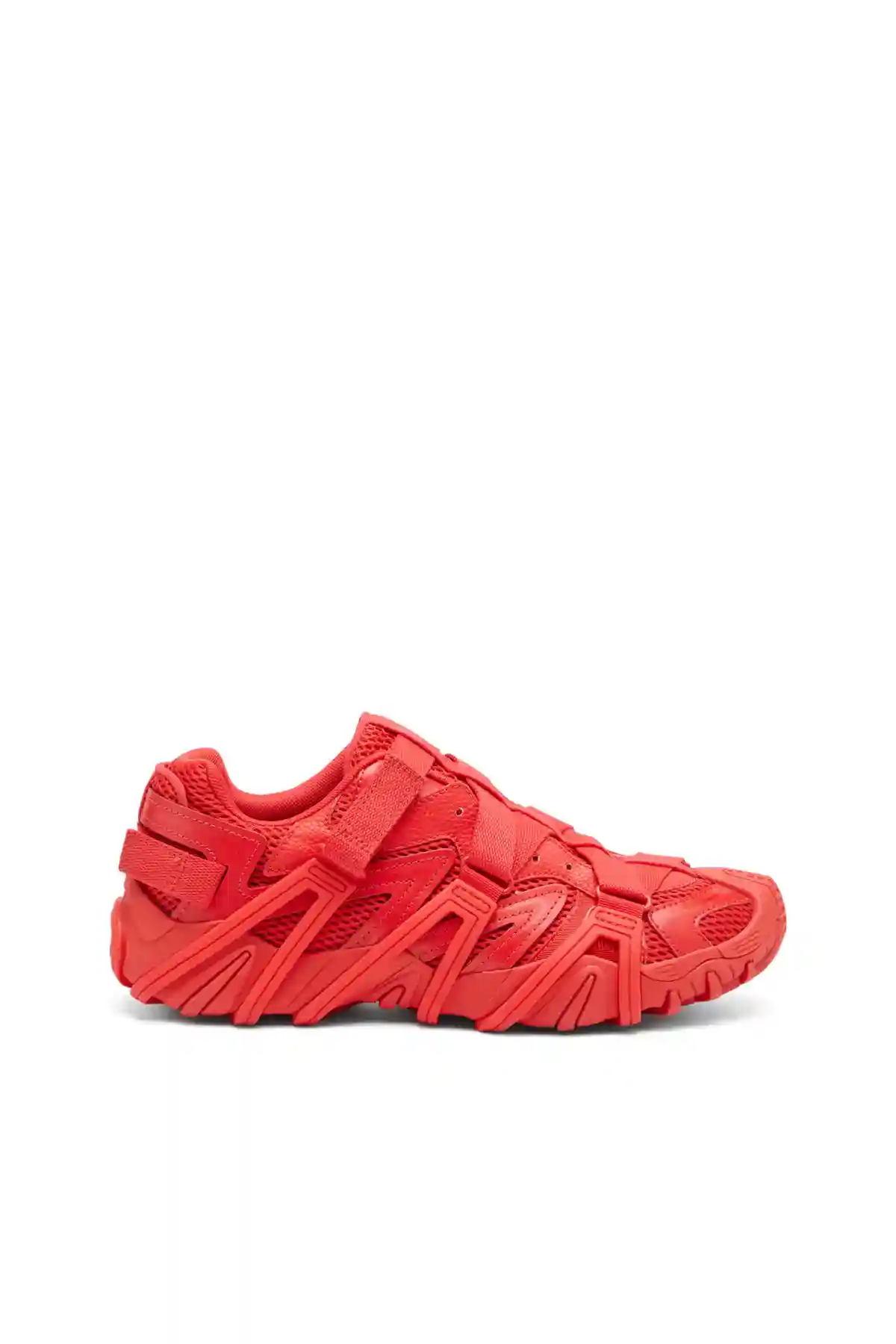 Red S-Prototype-CR-Caged sneakers in mesh and leather