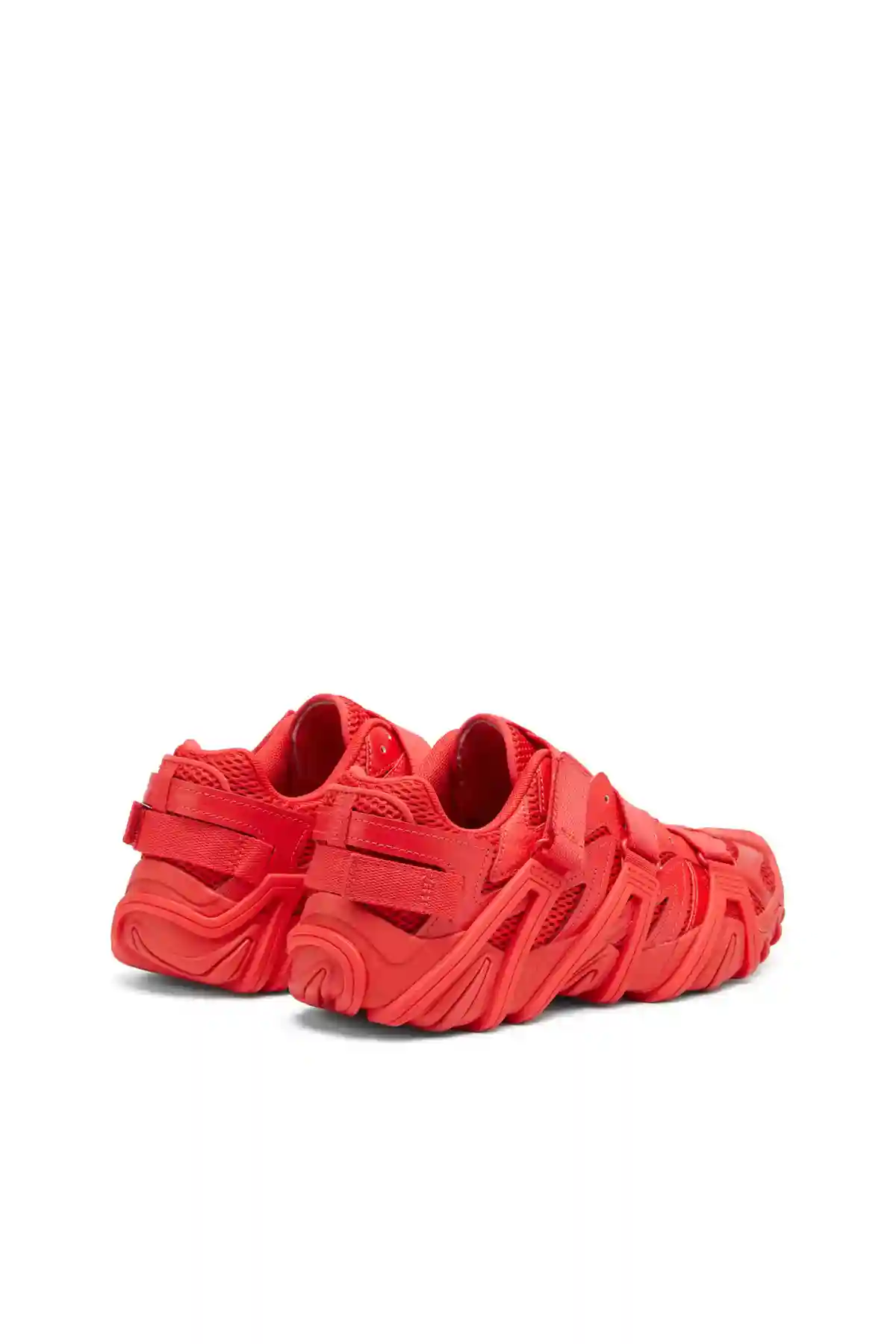 Red S-Prototype-CR-Caged sneakers in mesh and leather