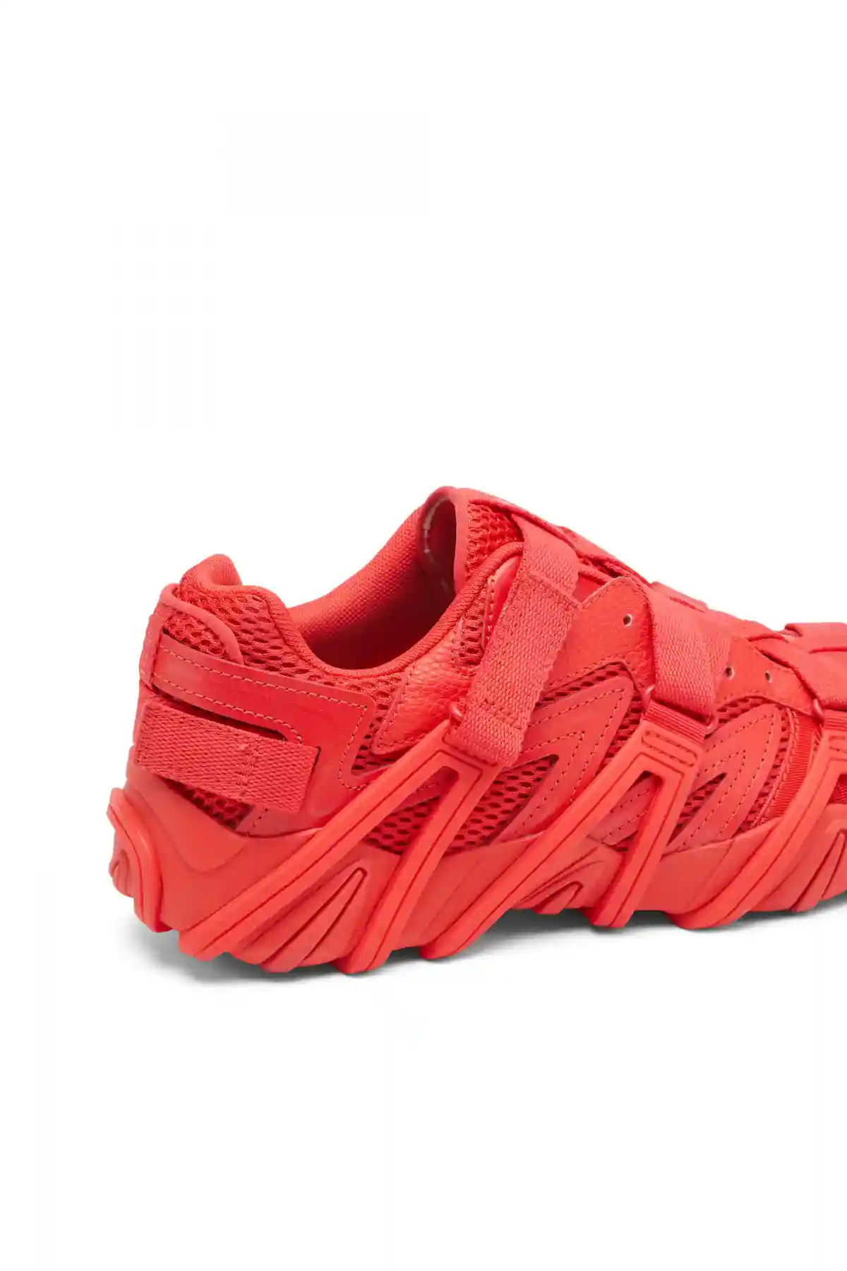 Red S-Prototype-CR-Caged sneakers in mesh and leather