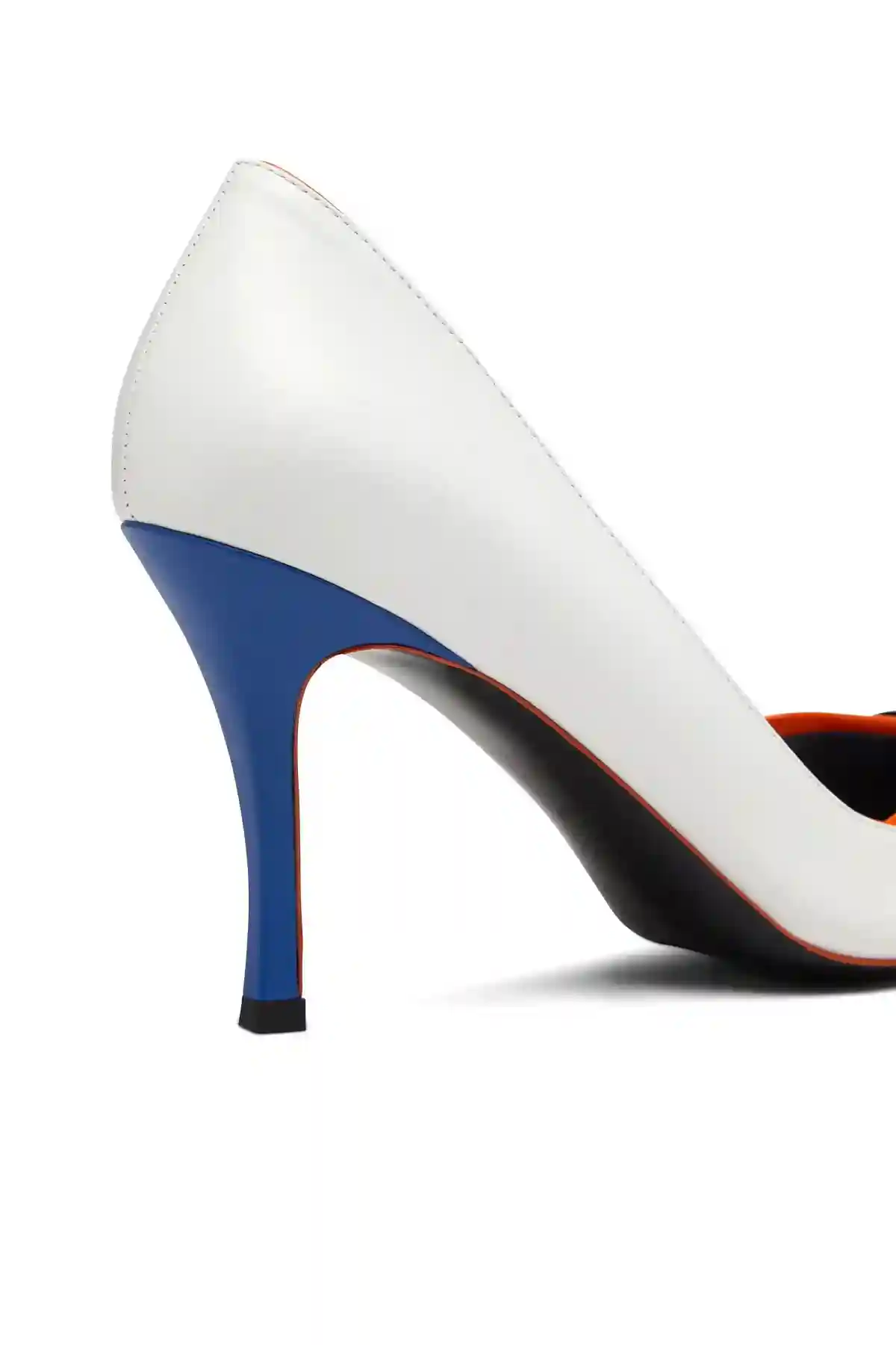 White and Blue Colour-block leather pumps