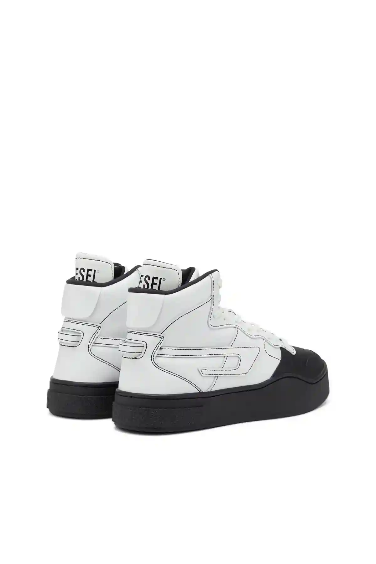 White and Black S-Ukiyo Mid X-High-top sneakers with logo collar